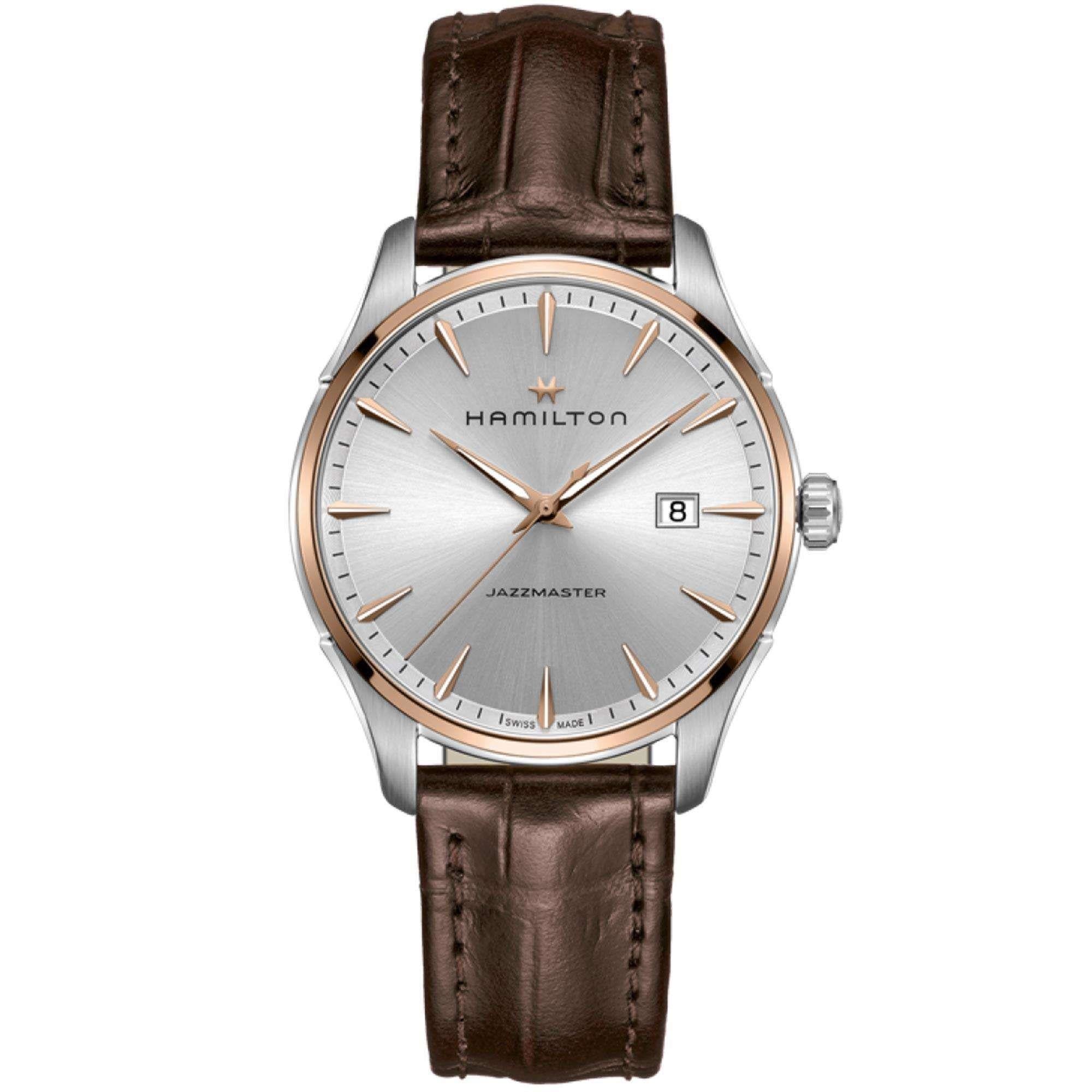Hamilton Jazzmaster Quartz Silver Dial Brown Leather Strap Men's Watch H32441551