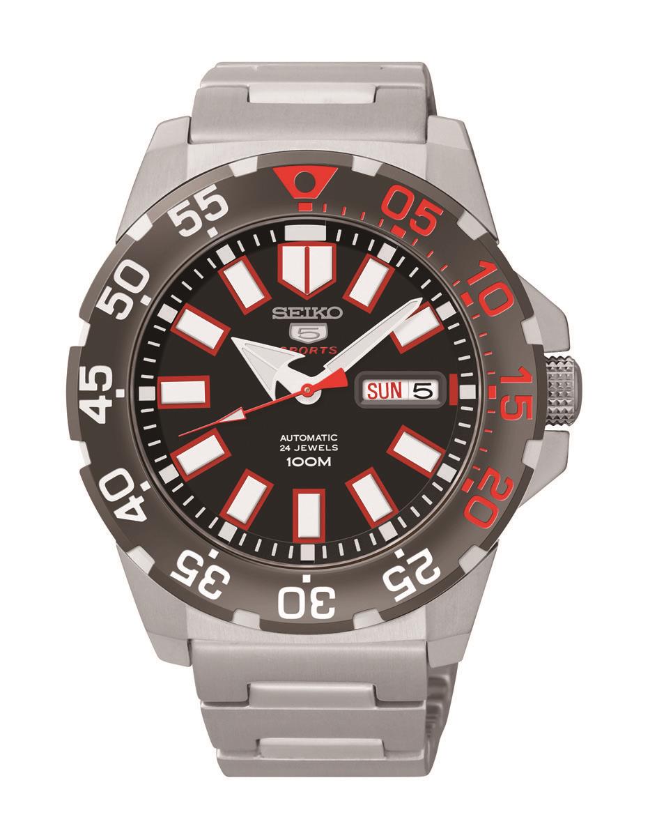 Seiko 5 Sports 'Monster' Automatic Black Dial Stainless Steel Bracelet Men's Watch SRP487K1