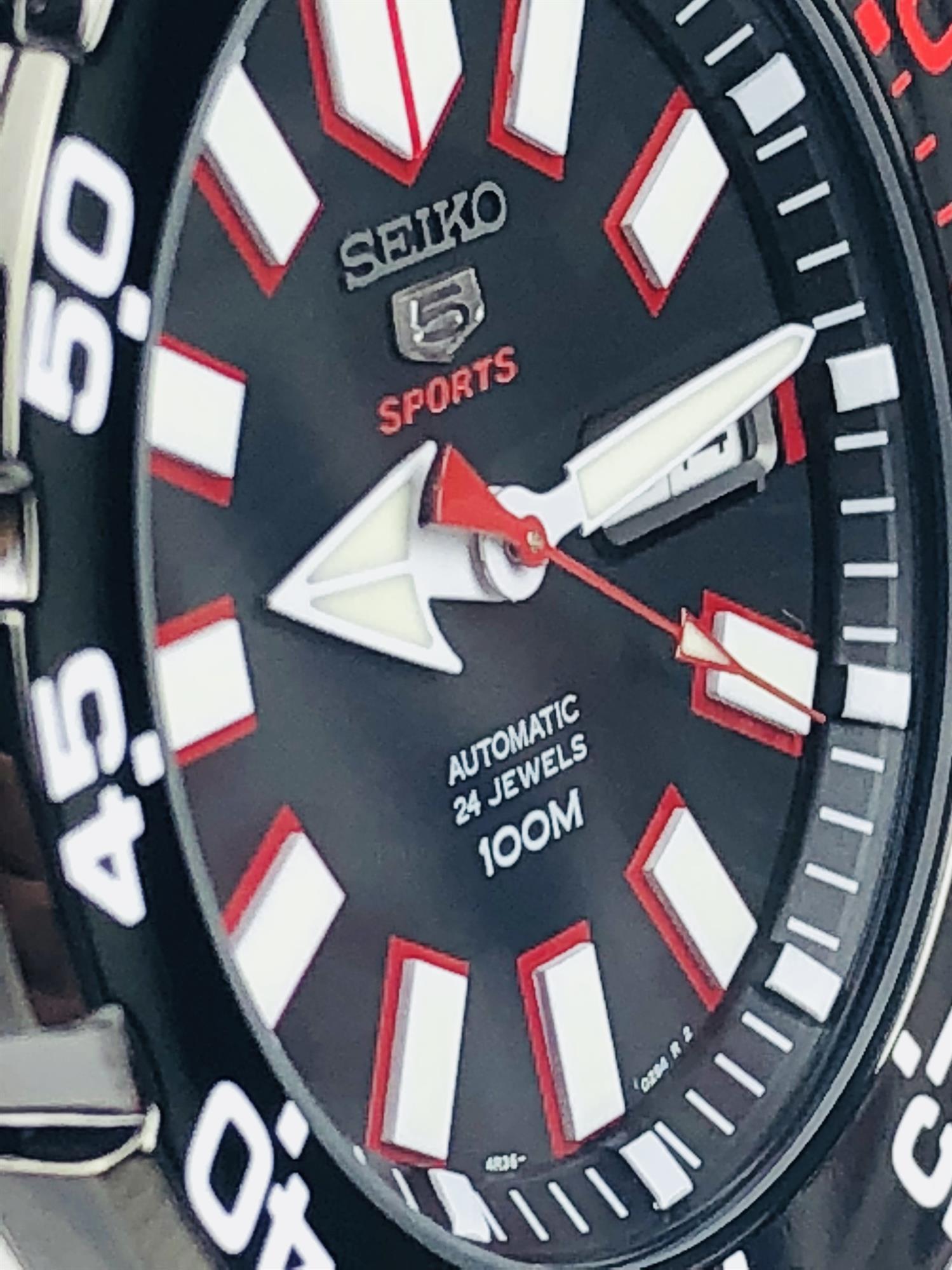 Seiko 5 Sports 'Monster' Automatic Black Dial Stainless Steel Bracelet Men's Watch SRP487K1
