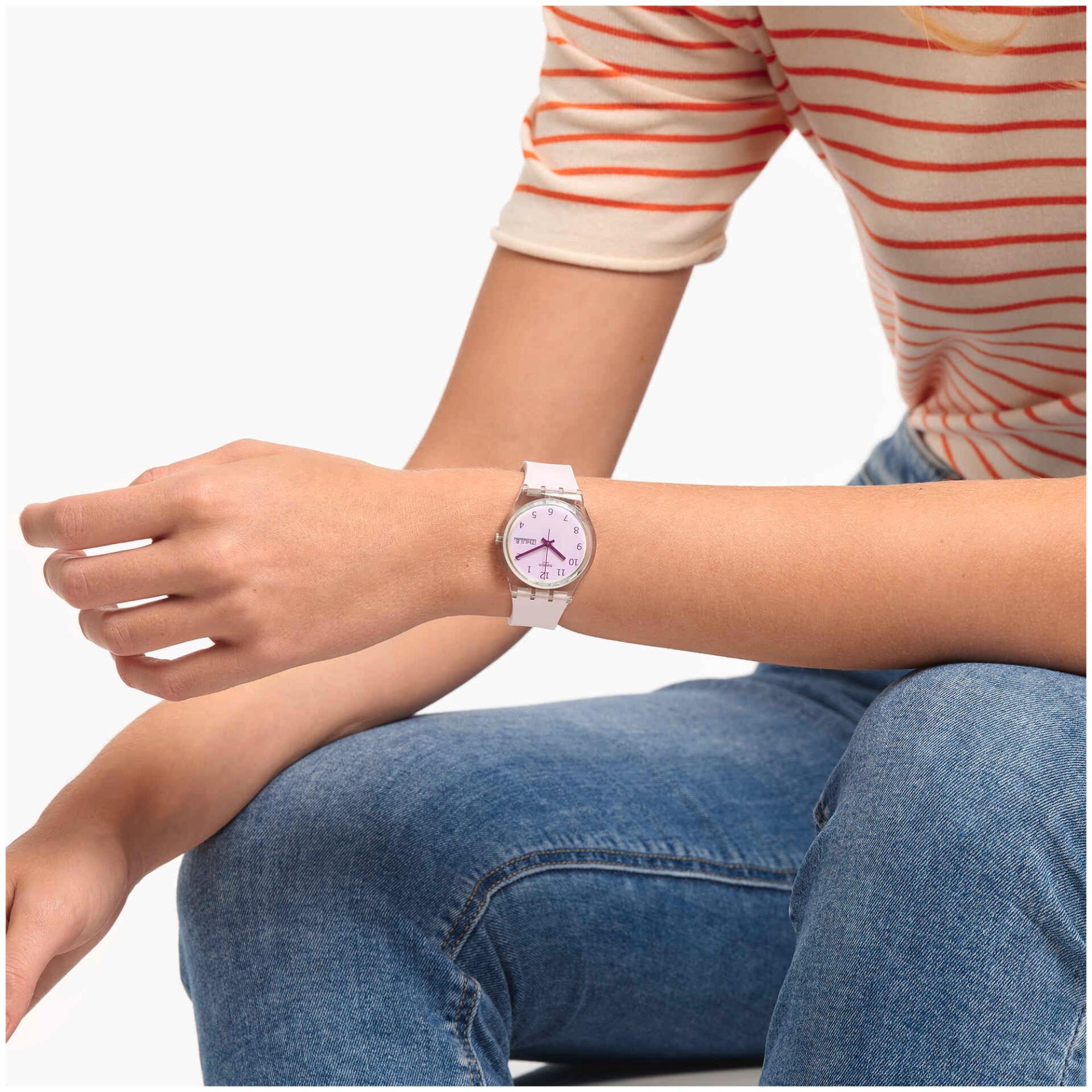 Swatch Ultrarose White Dial Silicone Strap Unisex Watch GE714