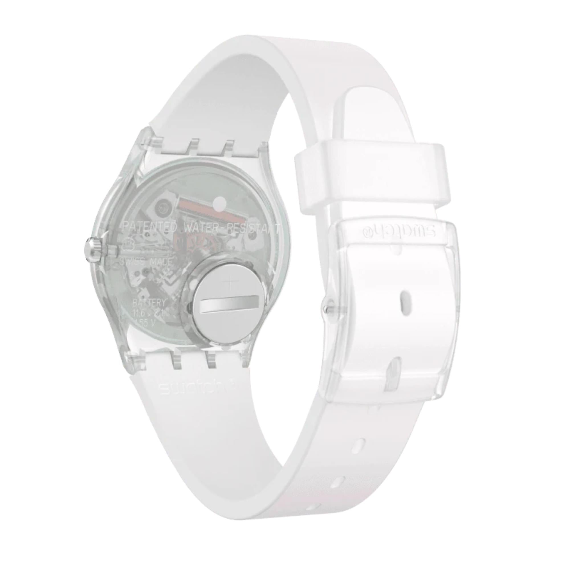 Swatch Ultrarose White Dial Silicone Strap Unisex Watch GE714