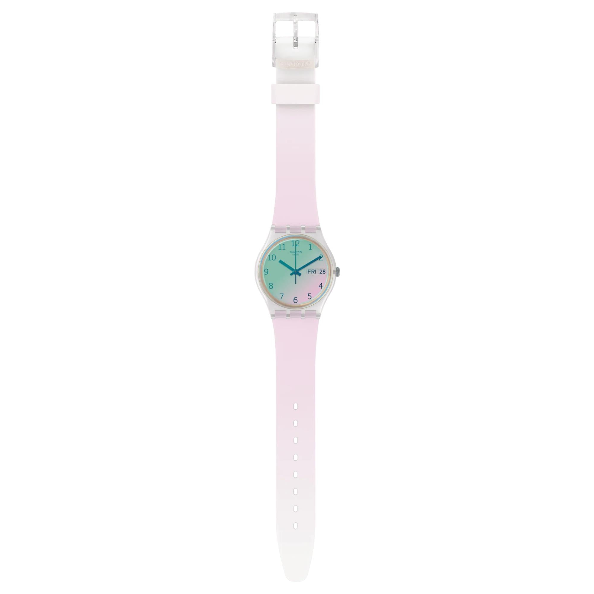 Swatch Ultrarose White Dial Silicone Strap Unisex Watch GE714