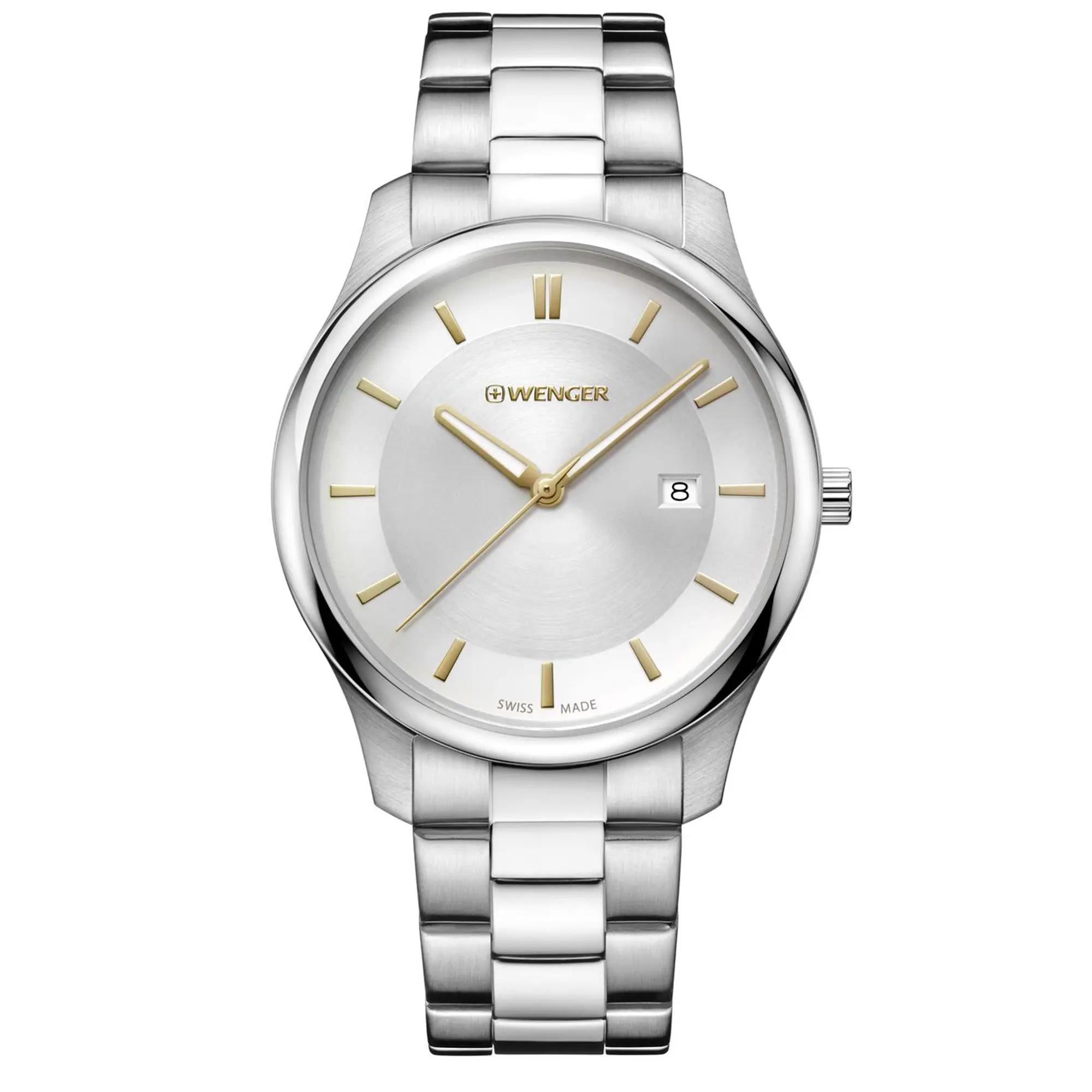 Wenger City Classic White Dial Stainless Steel Bracelet Men's Watch 01.1441.105