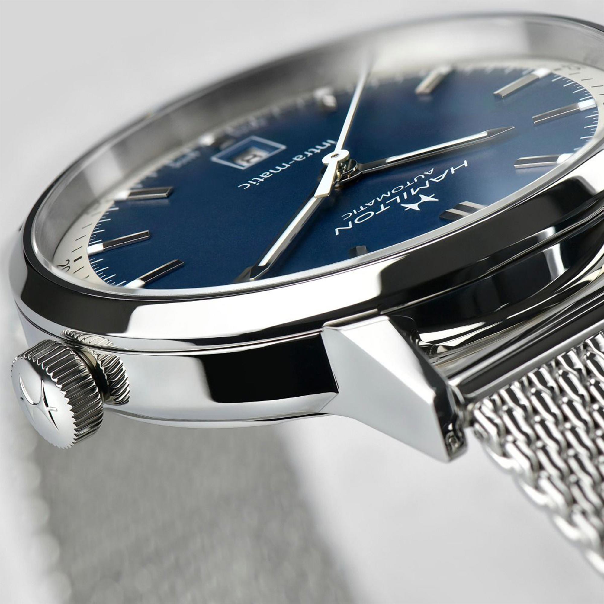 Hamilton American Classic Intra-Matic Automatic Blue Dial Milanese Bracelet Men's Watch H38425140