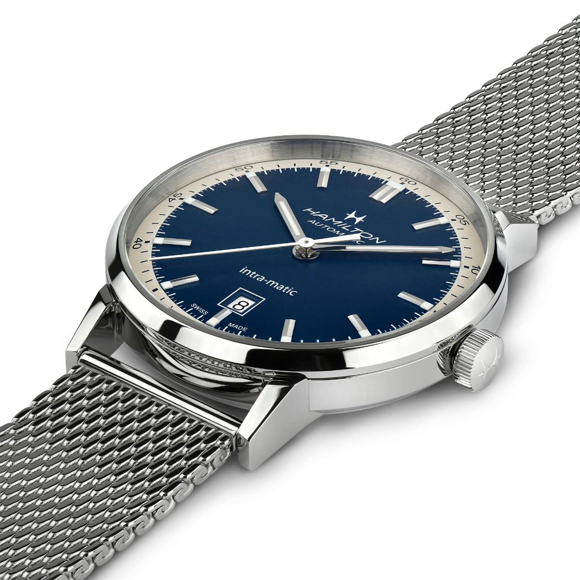 Hamilton American Classic Intra-Matic Automatic Blue Dial Milanese Bracelet Men's Watch H38425140