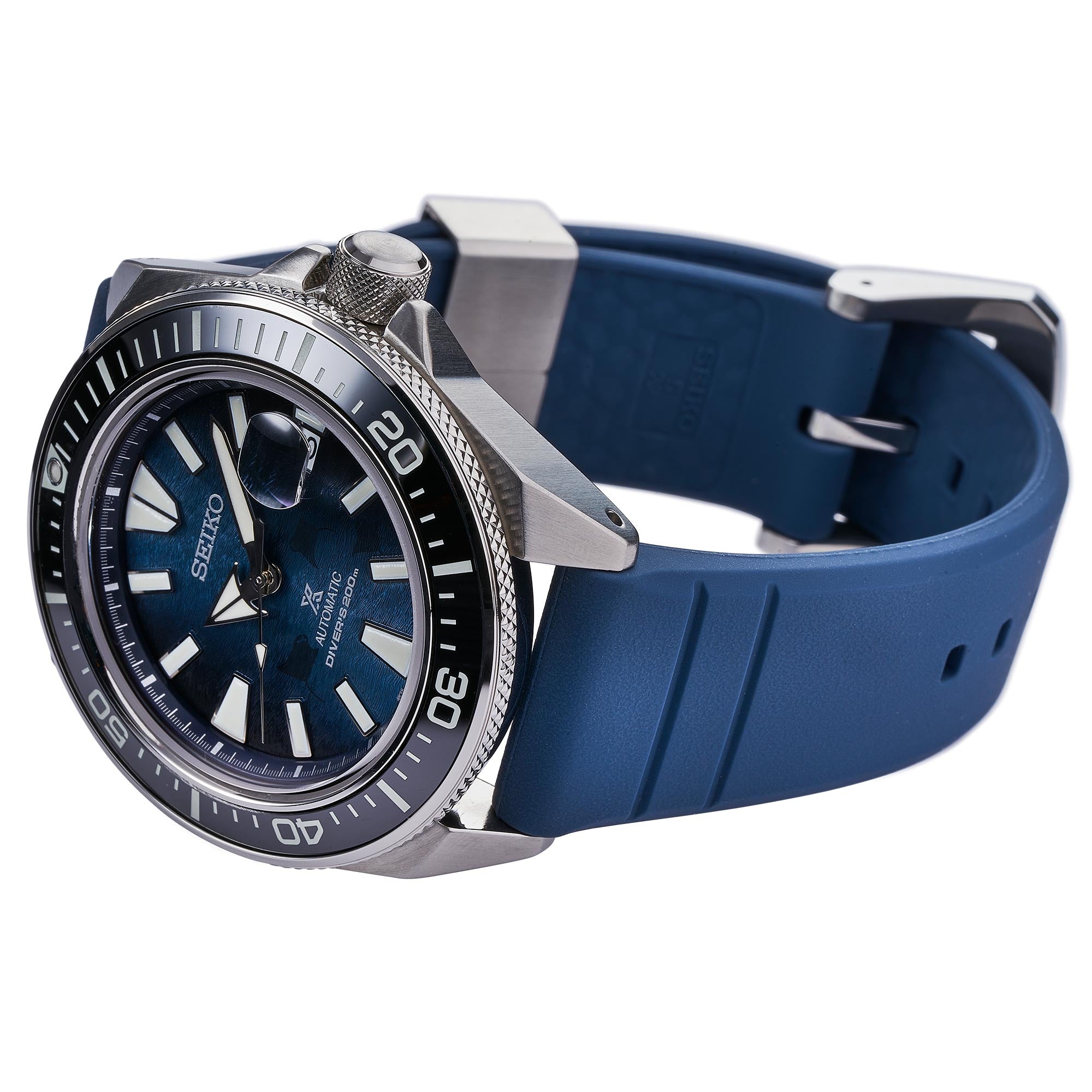 Seiko Prospex Save The Ocean 'King Samurai' Automatic Blue Dial Silicone Strap Men's Watch SRPF79K1