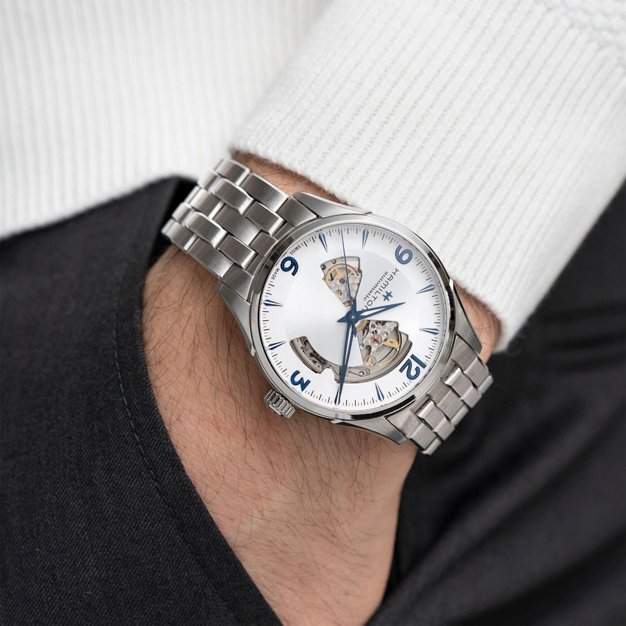 Hamilton Jazzmaster Viewmatic Open Heart Automatic Silver Dial Stainless Steel Bracelet Men's Watch H32705152