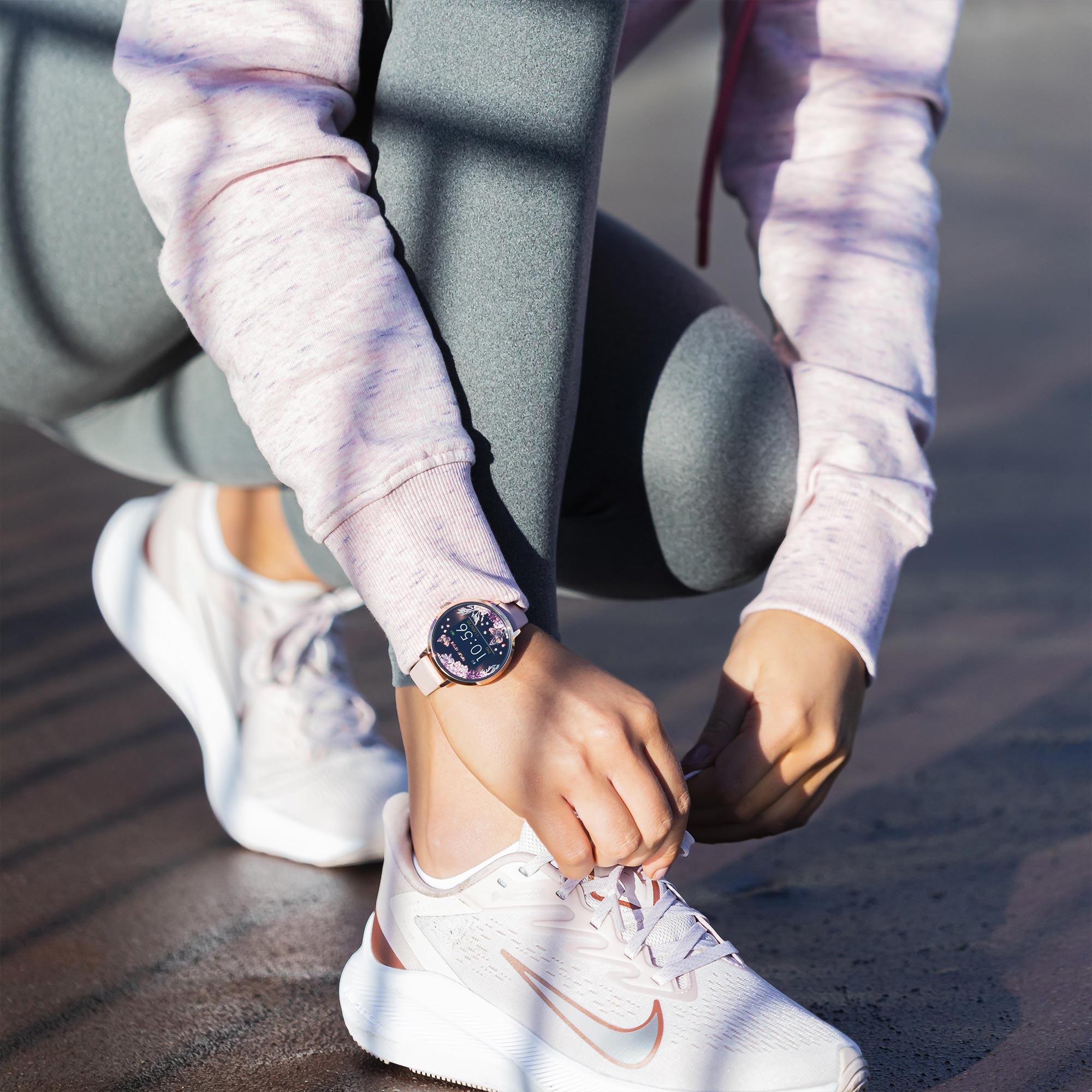 Reflex Active Series 03 Black Floral Dial Pink Silicone Strap Ladies Smartwatch RA03-2014