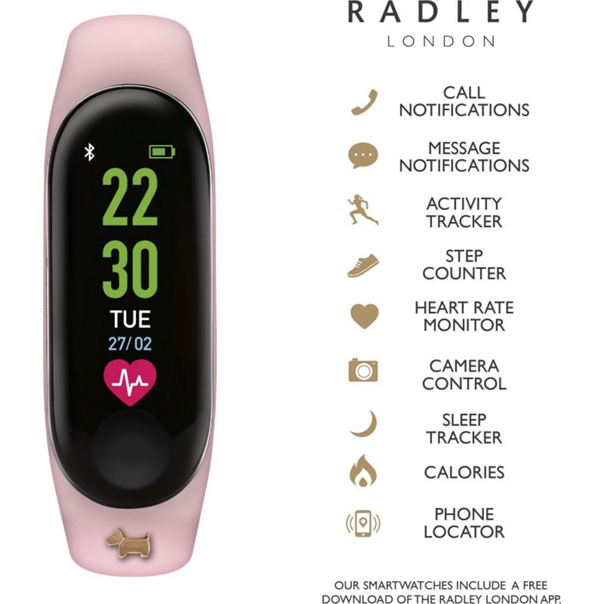 Radley Series 01 Quartz Digital Dial Pink Silicone Strap Ladies Smartwatch RYS01-2008