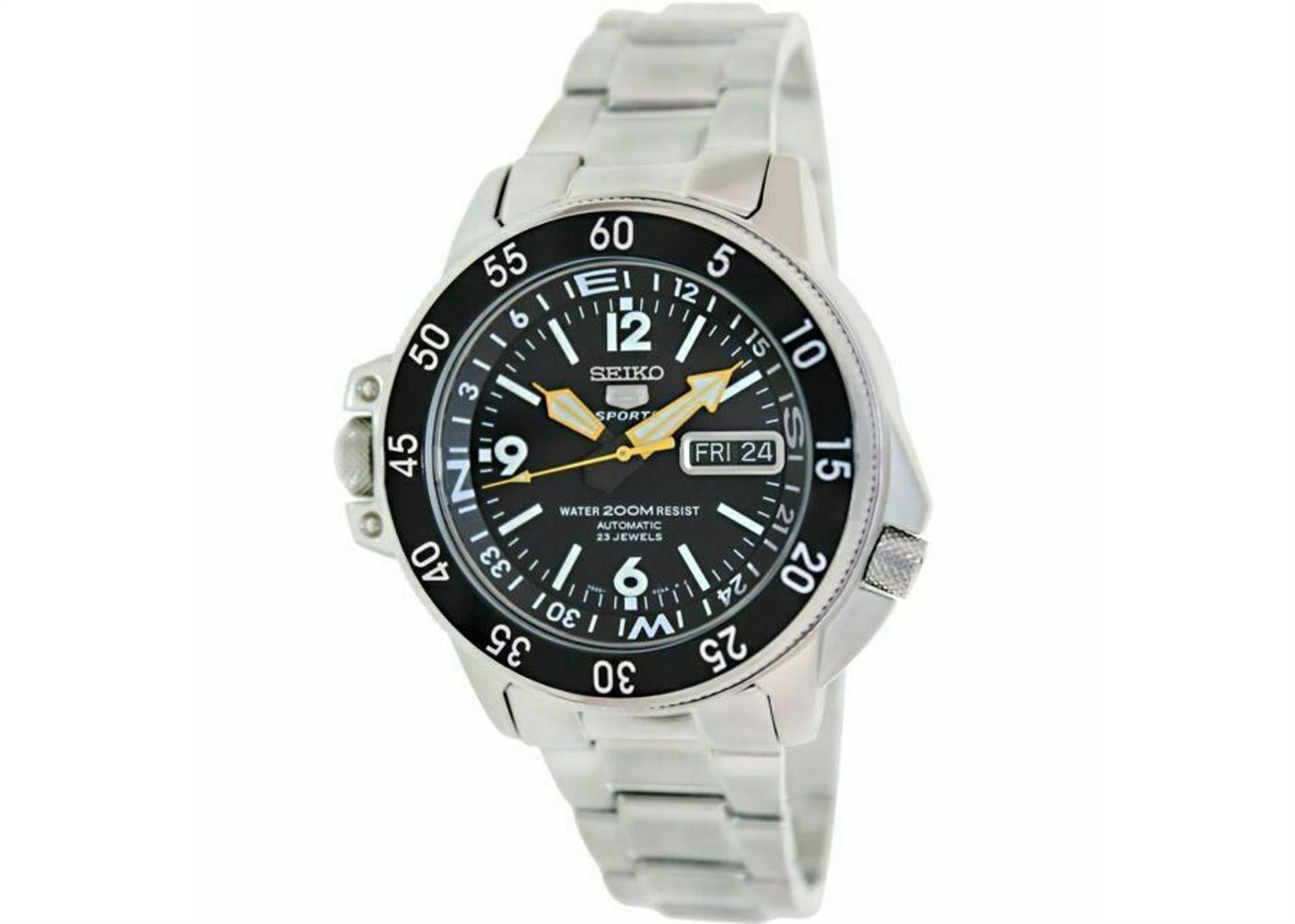Seiko 5 Sports Land Shark Atlas Automatic Black Dial Steel Men's Watch SKZ211K1