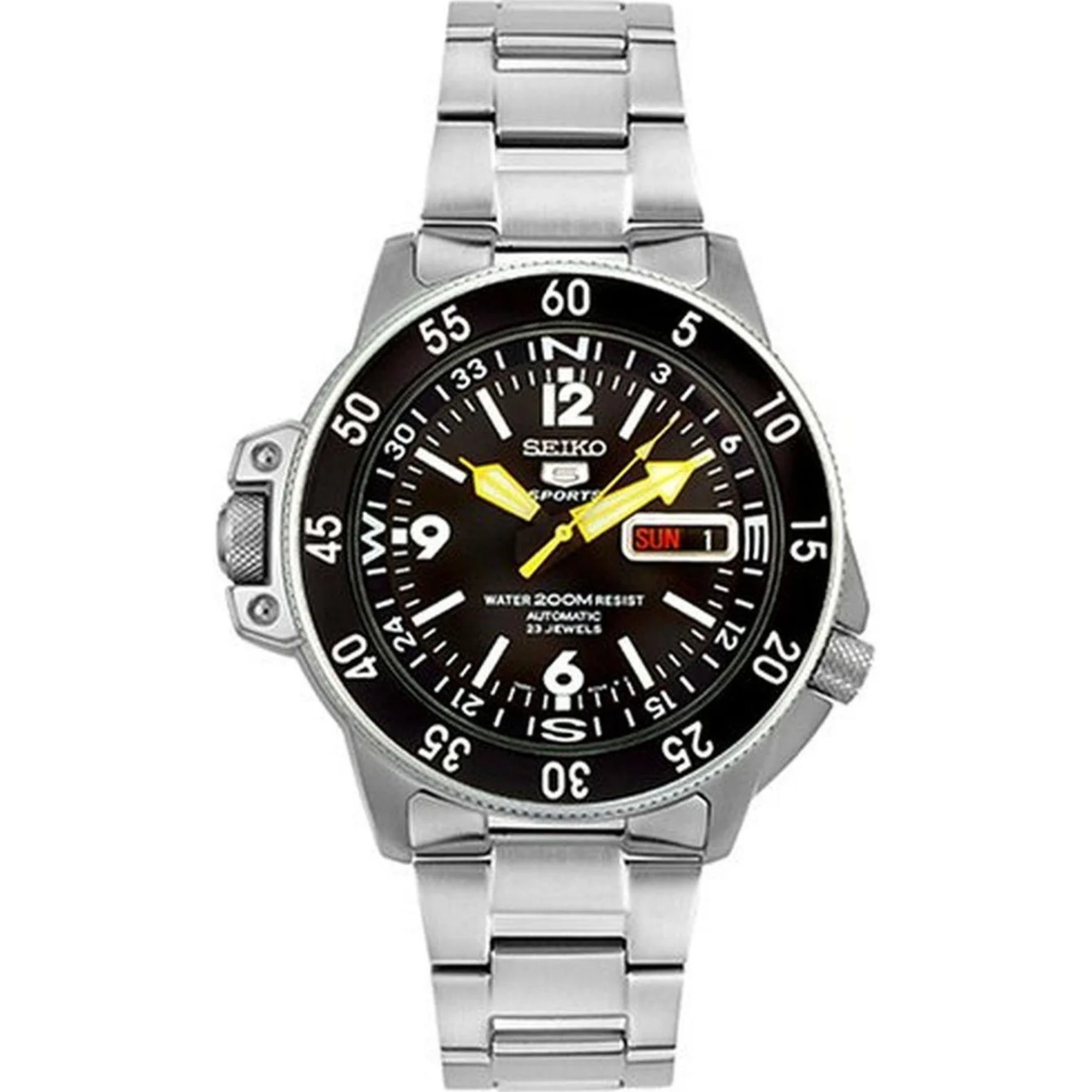 Seiko 5 Sports Land Shark Atlas Automatic Black Dial Steel Men's Watch SKZ211K1