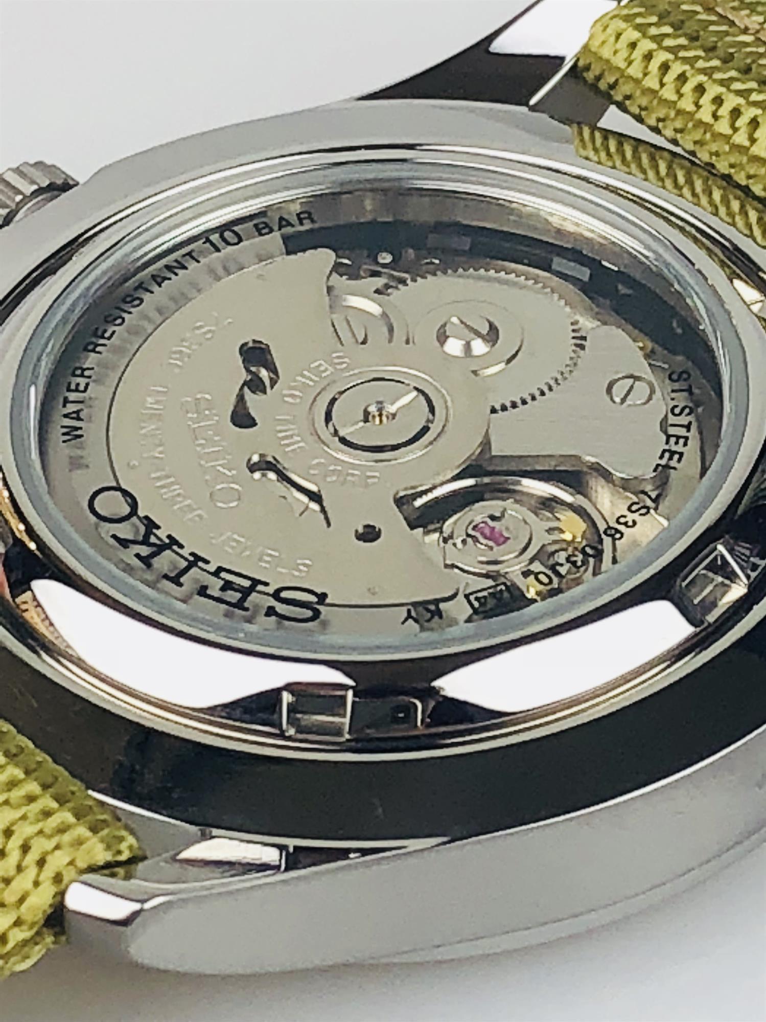 Seiko 5 Sports Automatic Military Cream Dial Canvas Men's Watch SNZG07K1