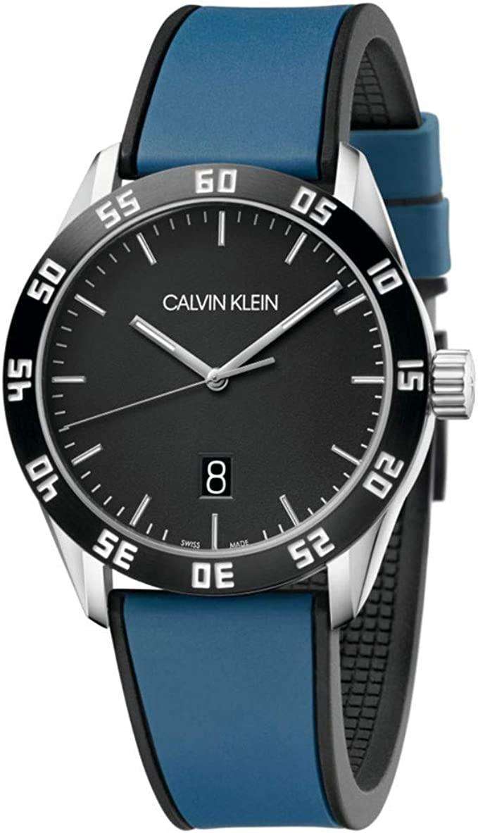 Calvin Klein Limited Edition Compete Quartz Black Dial Blue Rubber Strap Watch