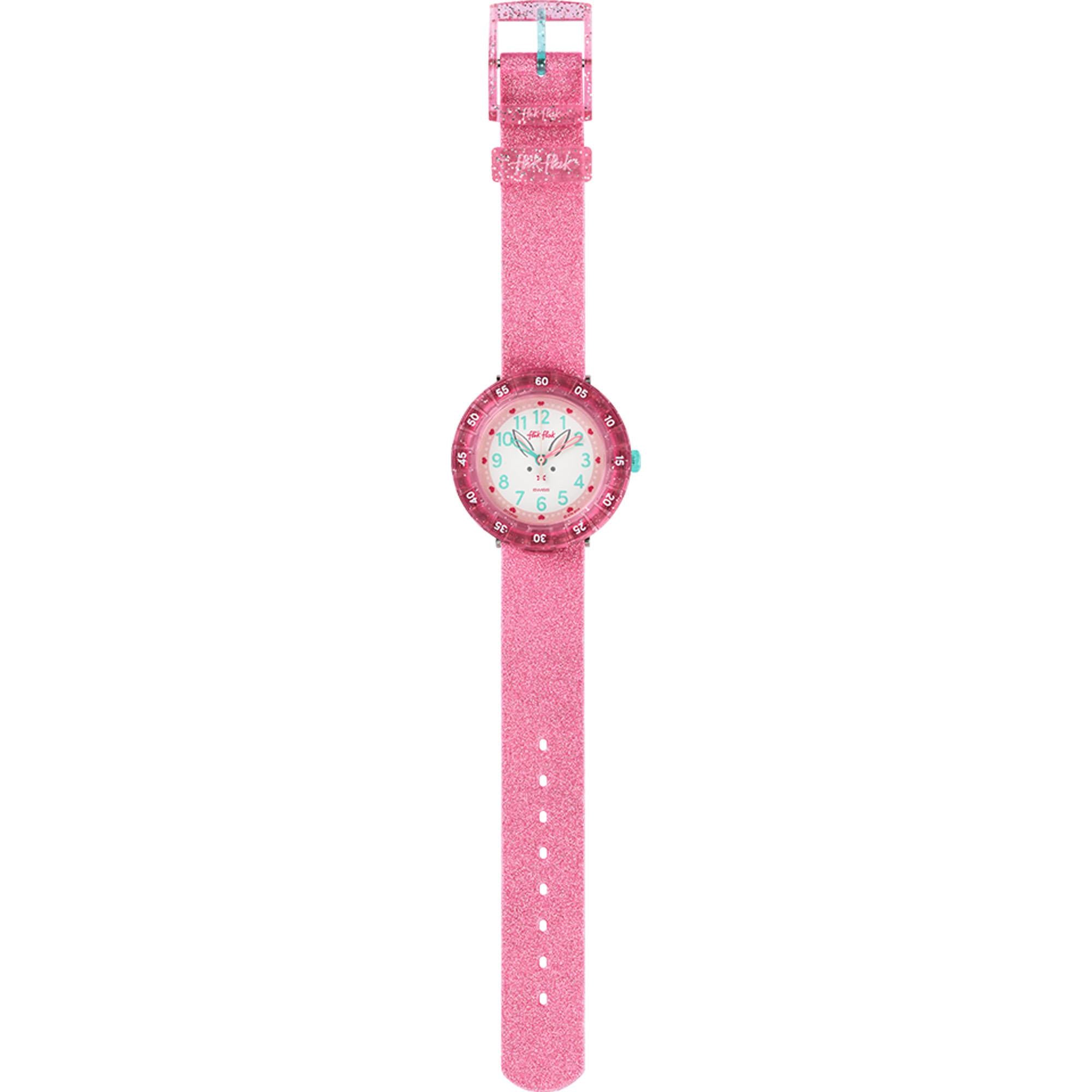 Flik Flak Bunnyaxus Quartz White Dial Pink Silicone Strap Girls Watch FCSP095