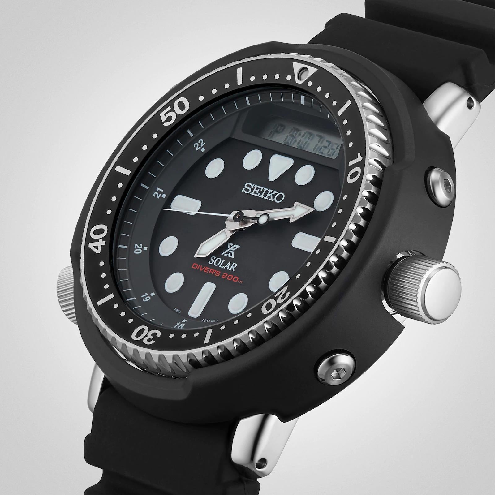 Seiko Prospex 'Arnie' Predator Solar 'Tuna' Black Dial Men's Watch SNJ025P1
