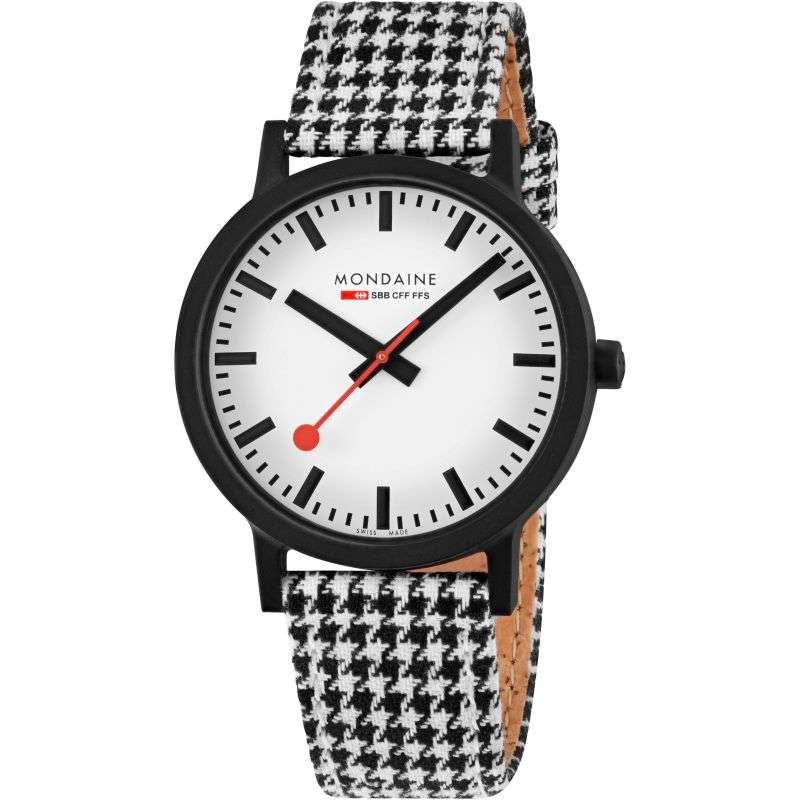 Mondaine Essence Quartz White Dial Two Tone Recycled Textile Strap Unisex Watch MS1.41110.LN
