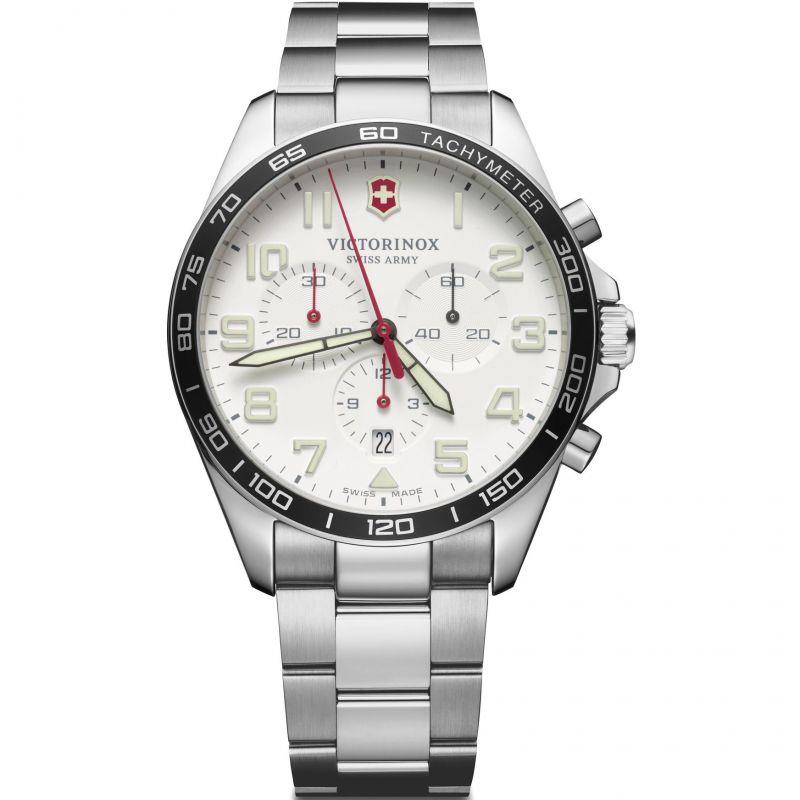 Victorinox Swiss Army Fieldforce Chronograph White Dial Stainless Steel Bracelet Men's Watch 241856