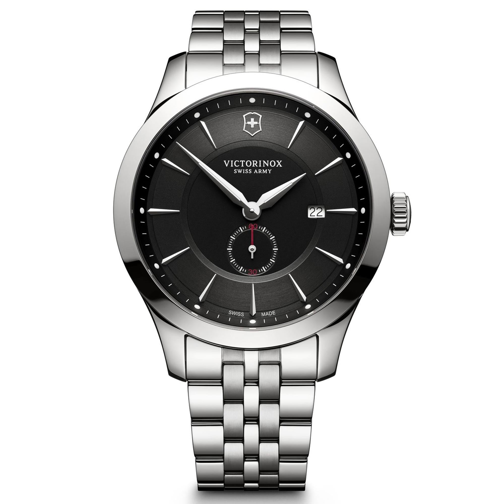 Victorinox Swiss Army Alliance Black Dial Silver Stainless Steel Bracelet Men's Watch 241762