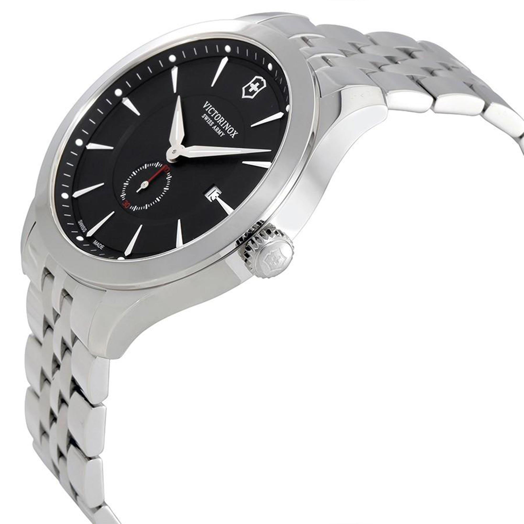 Victorinox Swiss Army Alliance Black Dial Silver Stainless Steel Bracelet Men's Watch 241762