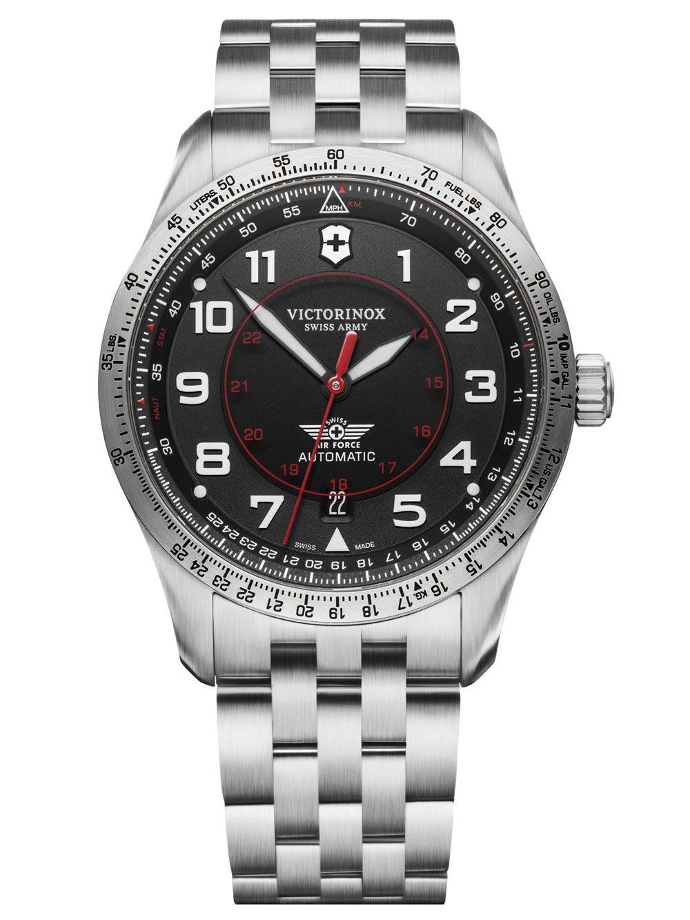 Victorinox Swiss Army Airboss Mechanical Black Dial Stainless Steel Bracelet Men's Watch 241888
