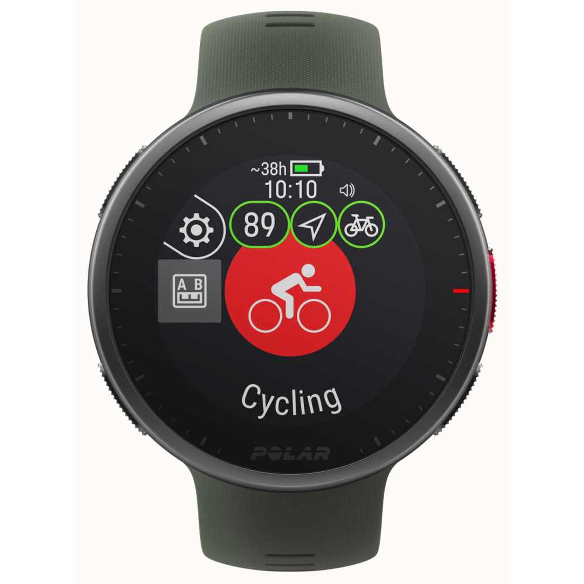 Polar Vantage V2 H10 HR Sensor Quartz Digital Dial Green Rubber Strap Smartwatch 90083652