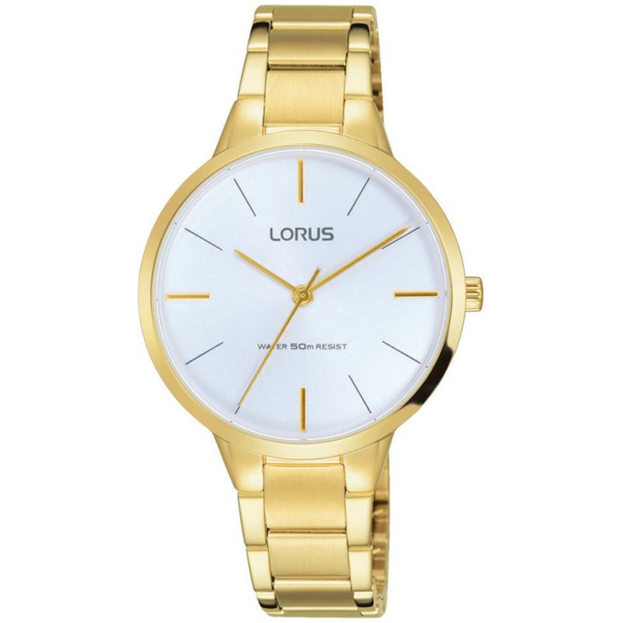 Lorus Quartz Movement White Dial Gold-plated PVD Bracelet Ladies Watch RRS98VX9