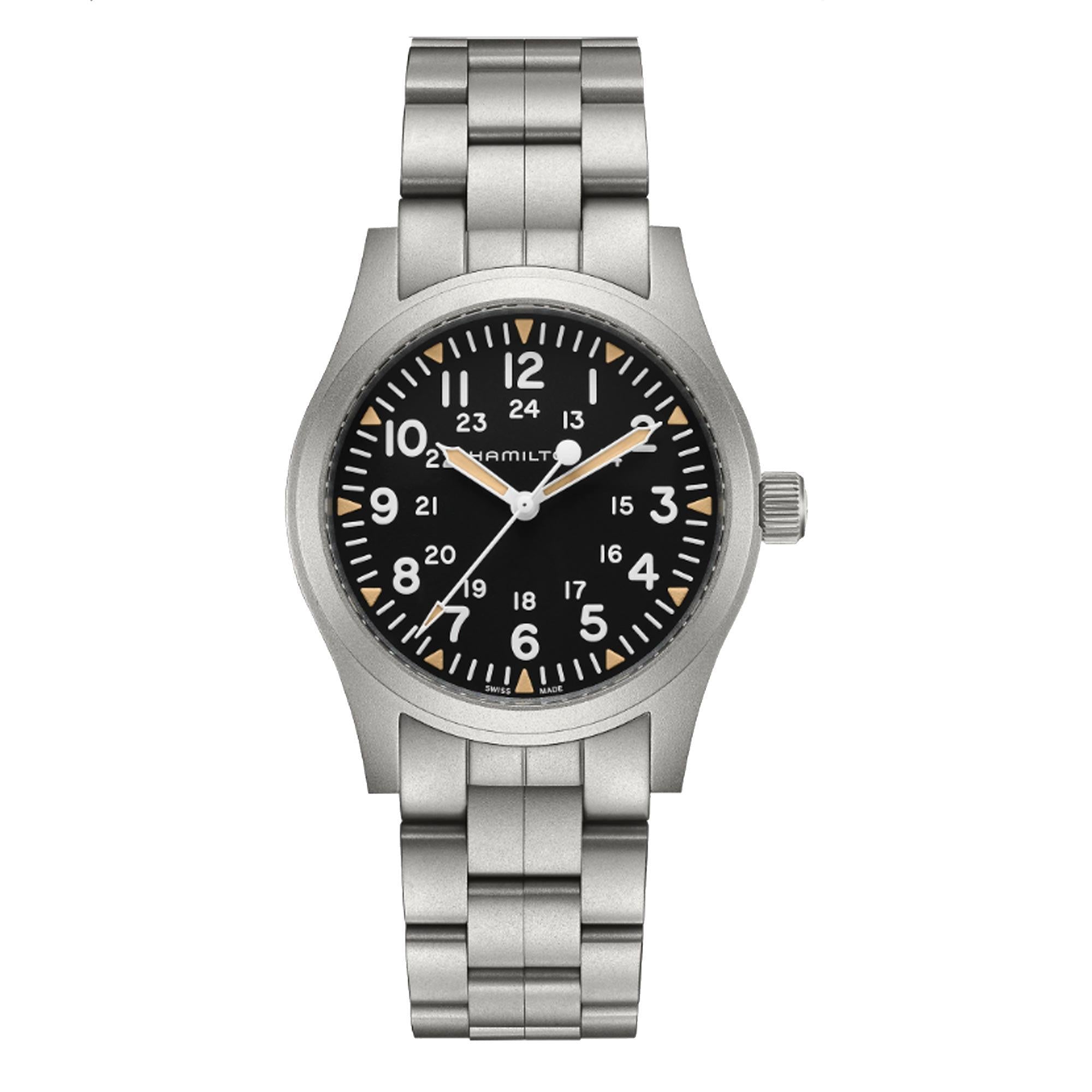 Hamilton Khaki Field Mechanical Black Dial Stainless Steel Bracelet Men's Watch H69529133