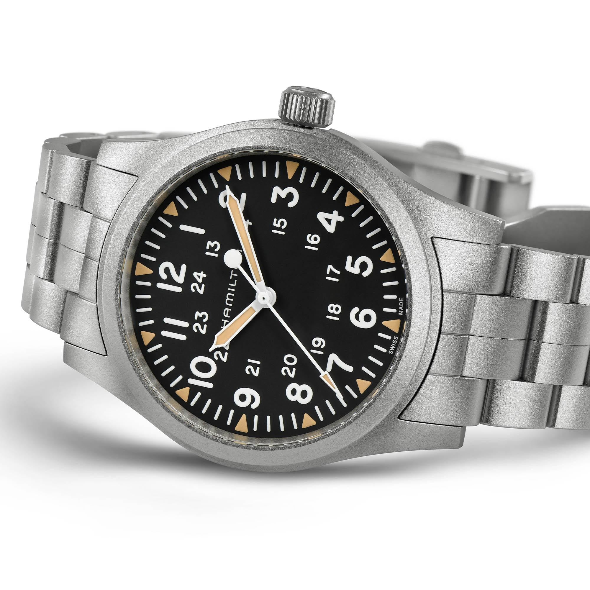Hamilton Khaki Field Mechanical Black Dial Stainless Steel Bracelet Men's Watch H69529133