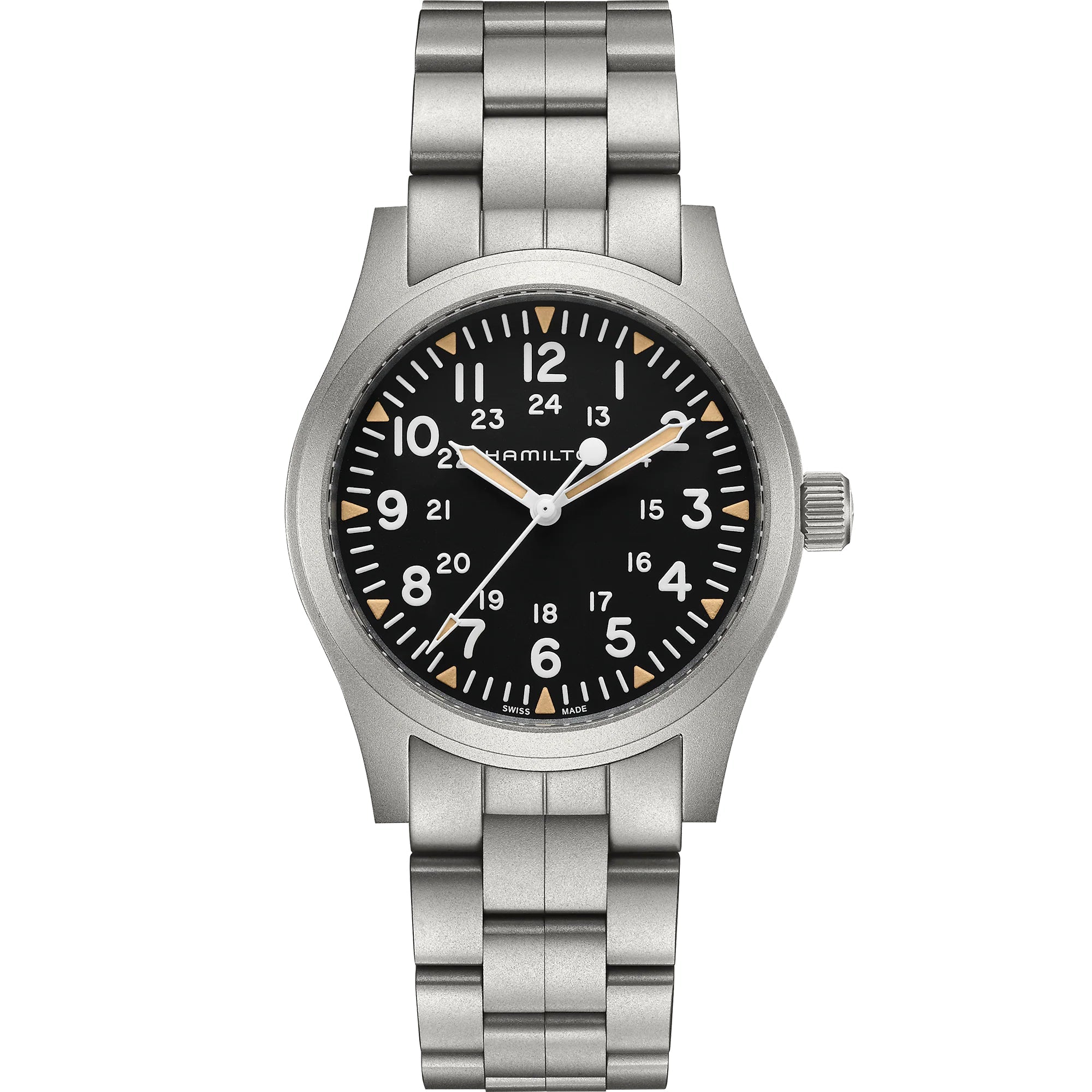 Hamilton Khaki Field Mechanical Black Dial Stainless Steel Bracelet Men's Watch H69529133