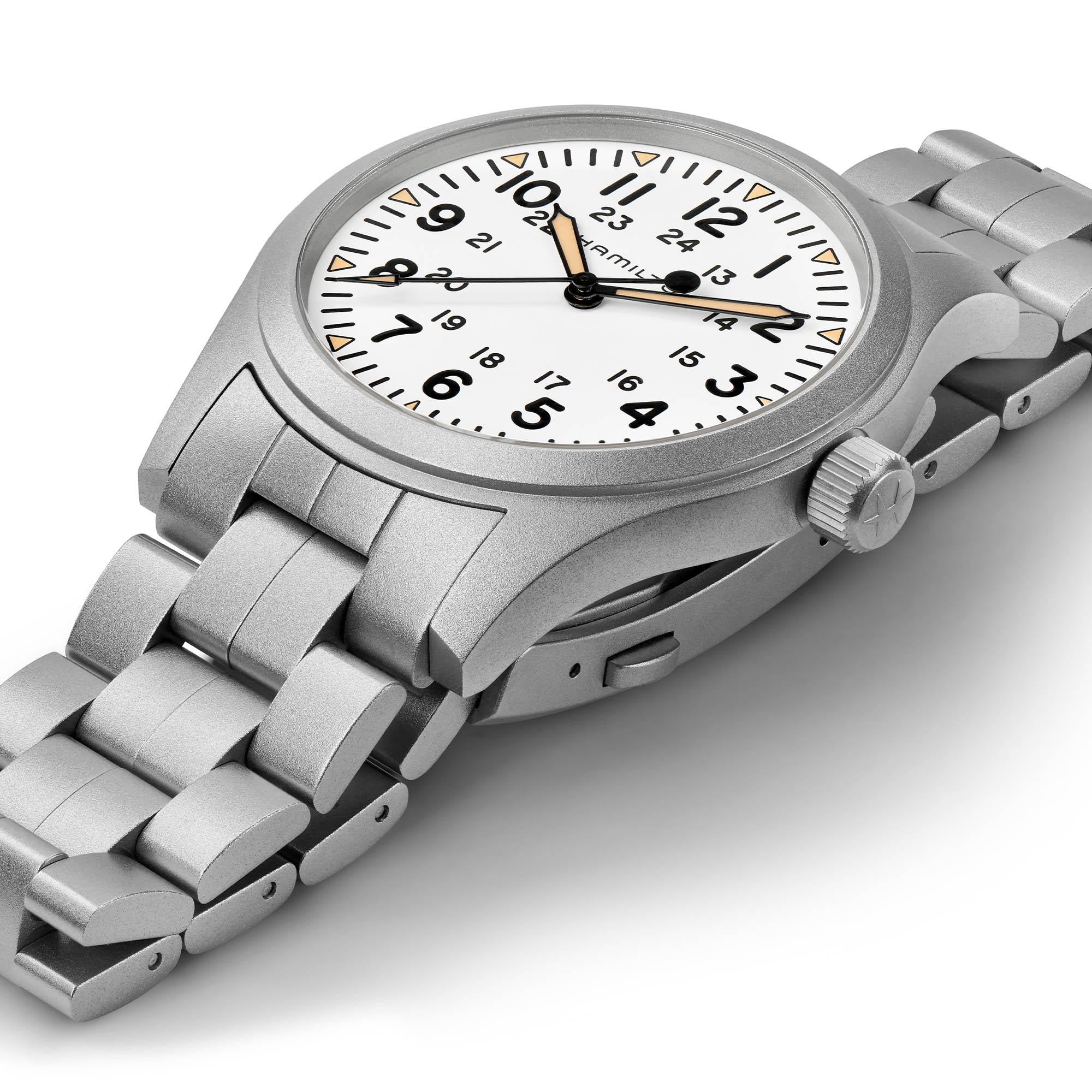 Hamilton Khaki Field Mechanical White Dial Stainless Steel Bracelet Men's Watch H69529113
