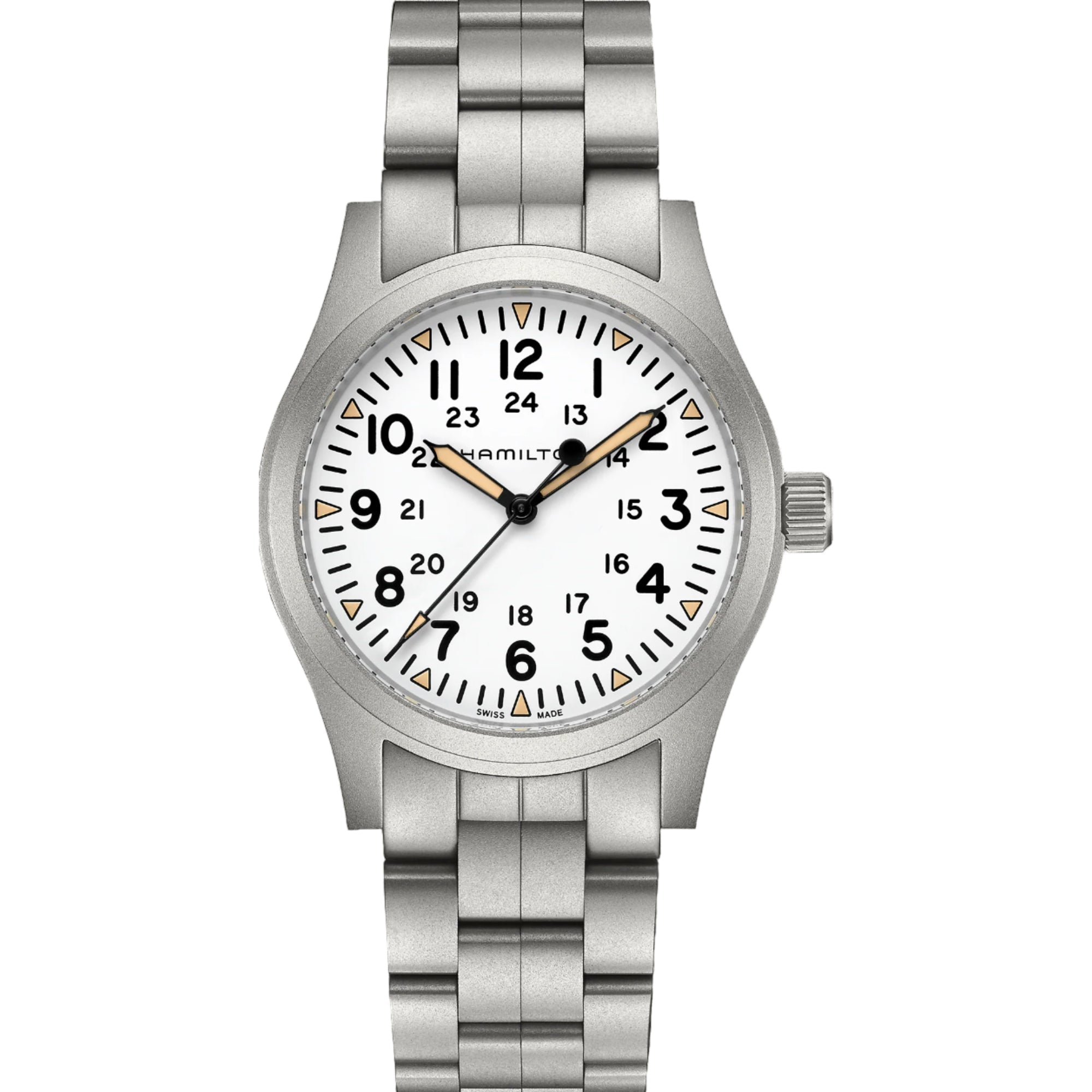 Hamilton Khaki Field Mechanical White Dial Stainless Steel Bracelet Men's Watch H69529113