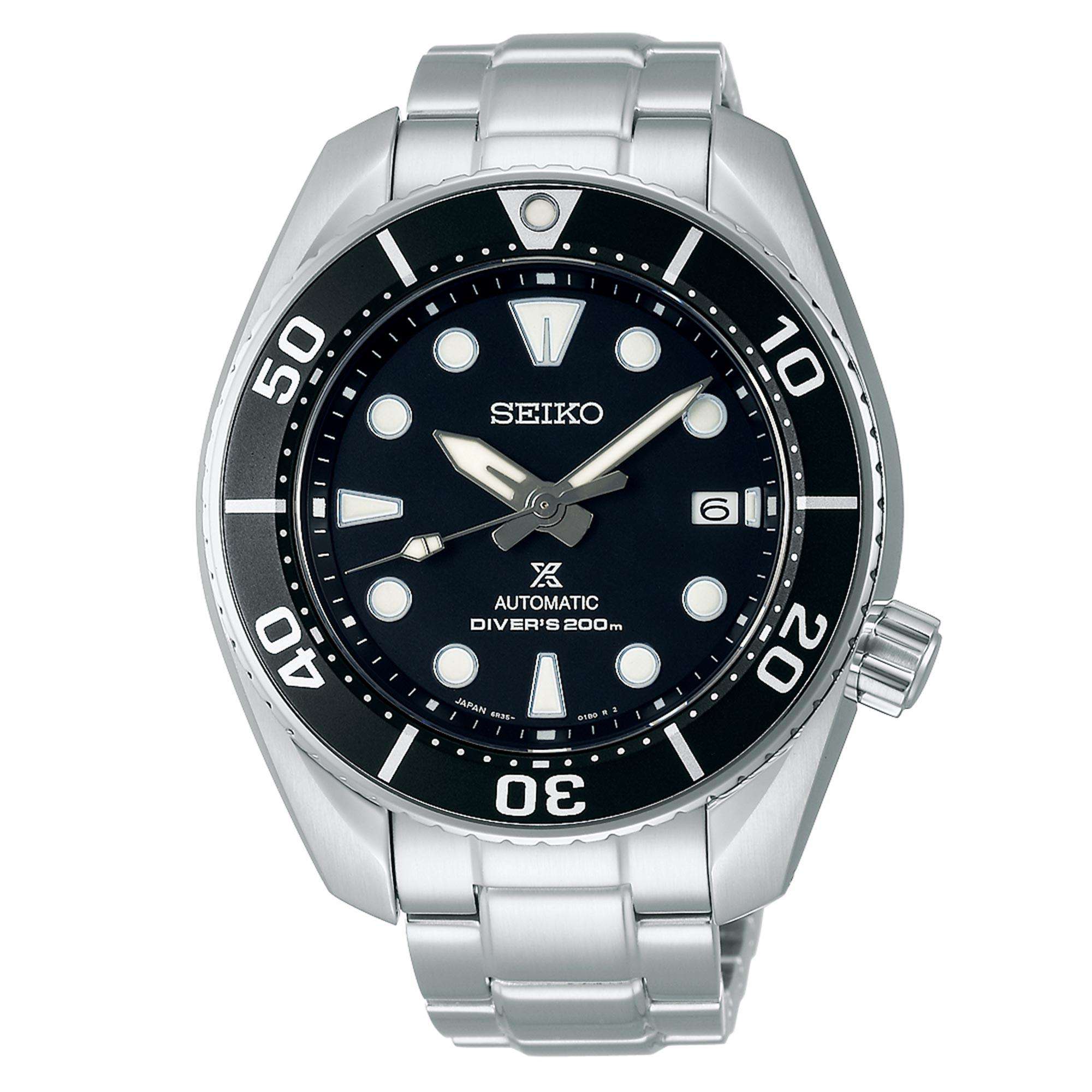 Seiko Prospex 'Sumo' Silver Automatic Black Dial Stainless Steel Men's Watch SPB101J1