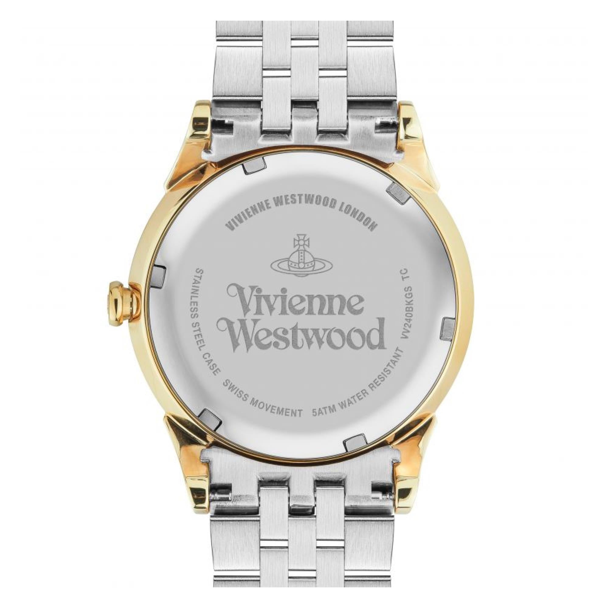 Vivienne Westwood Seymour Quartz Black Dial Two Tone Silver Gold Stainless Steel Ladies Watch VV240BKGS