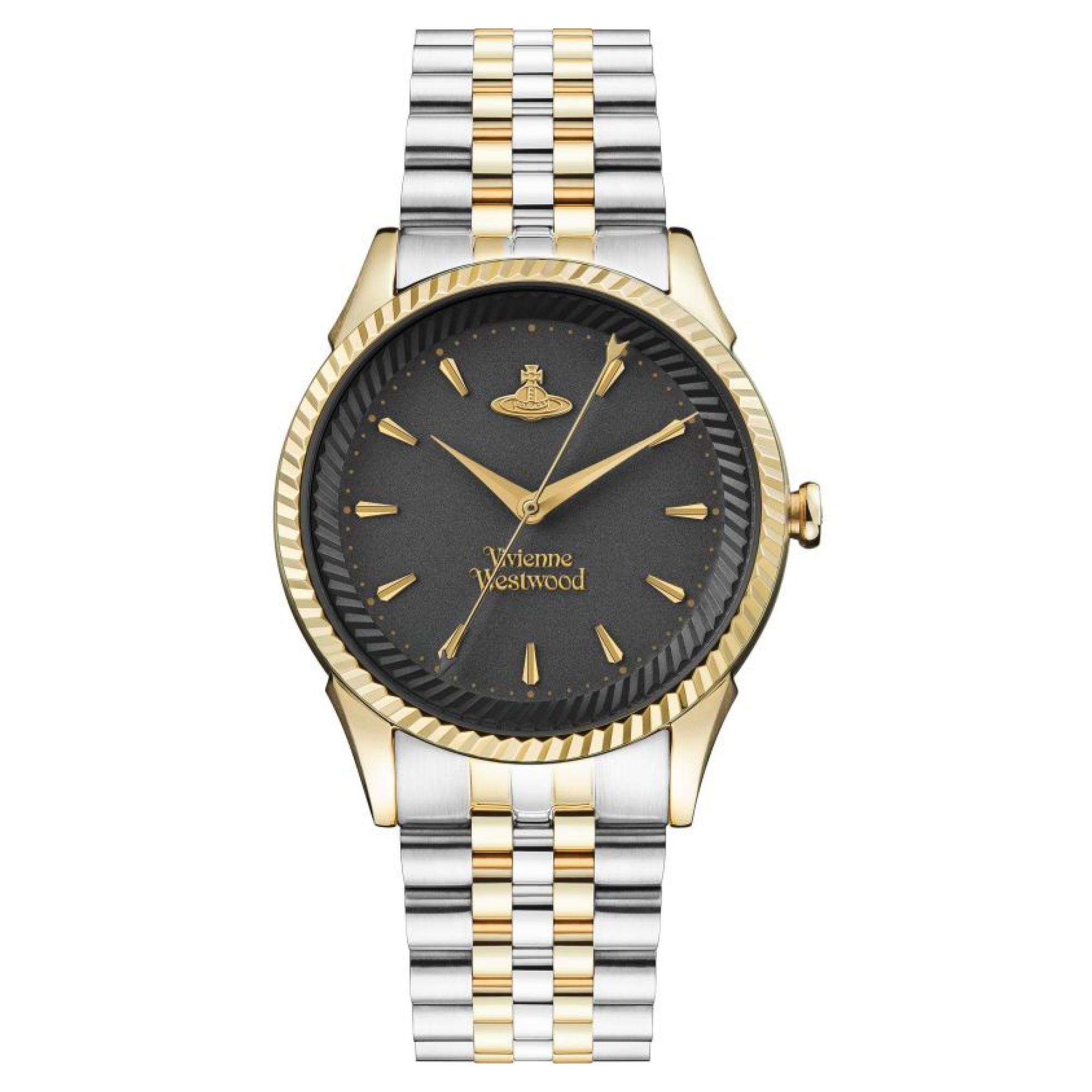 Vivienne Westwood Seymour Quartz Black Dial Two Tone Silver Gold Stainless Steel Ladies Watch VV240BKGS