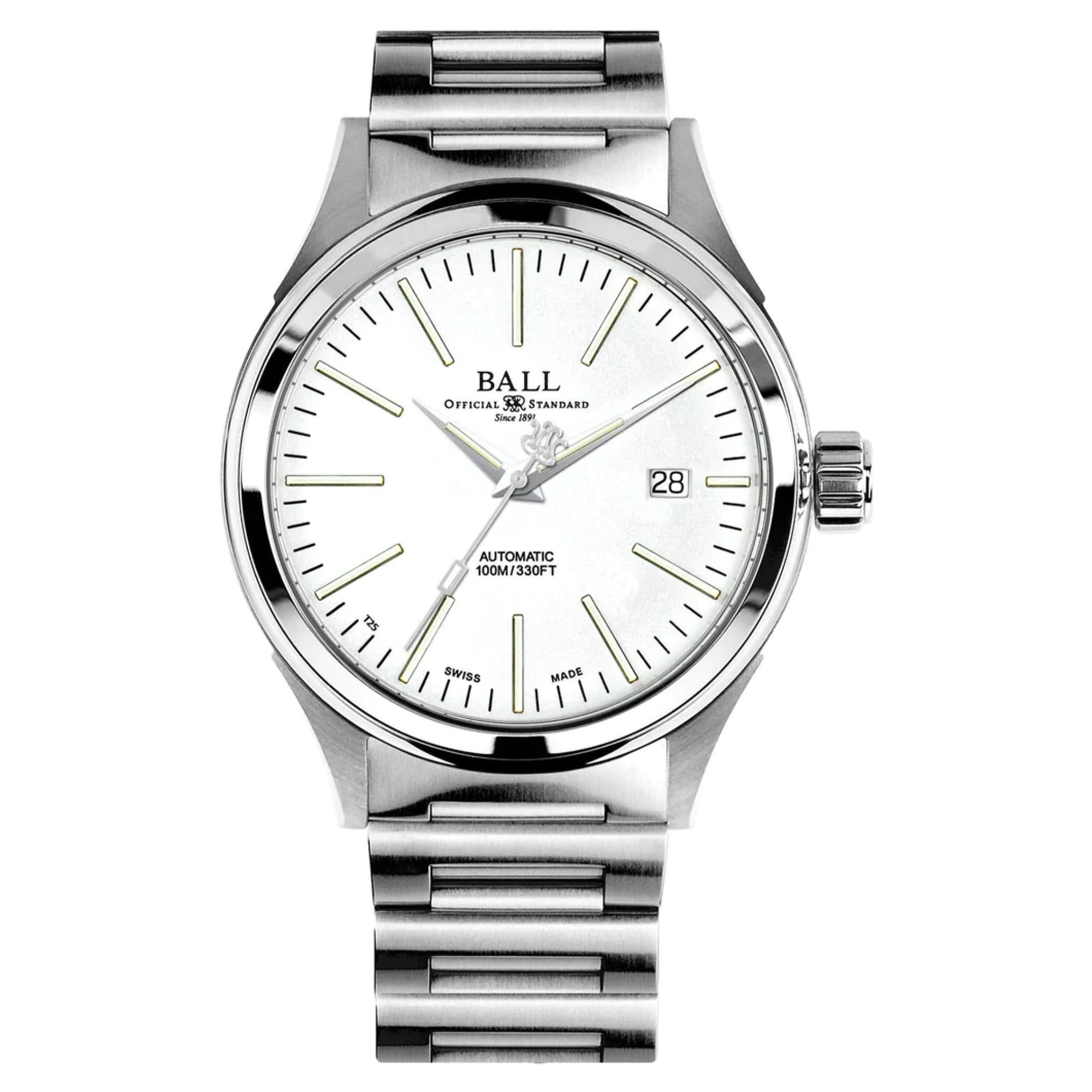 BALL Fireman 'Enterprise' Automatic White Dial Bracelet Men's Watch NM2098C-S20J-WH