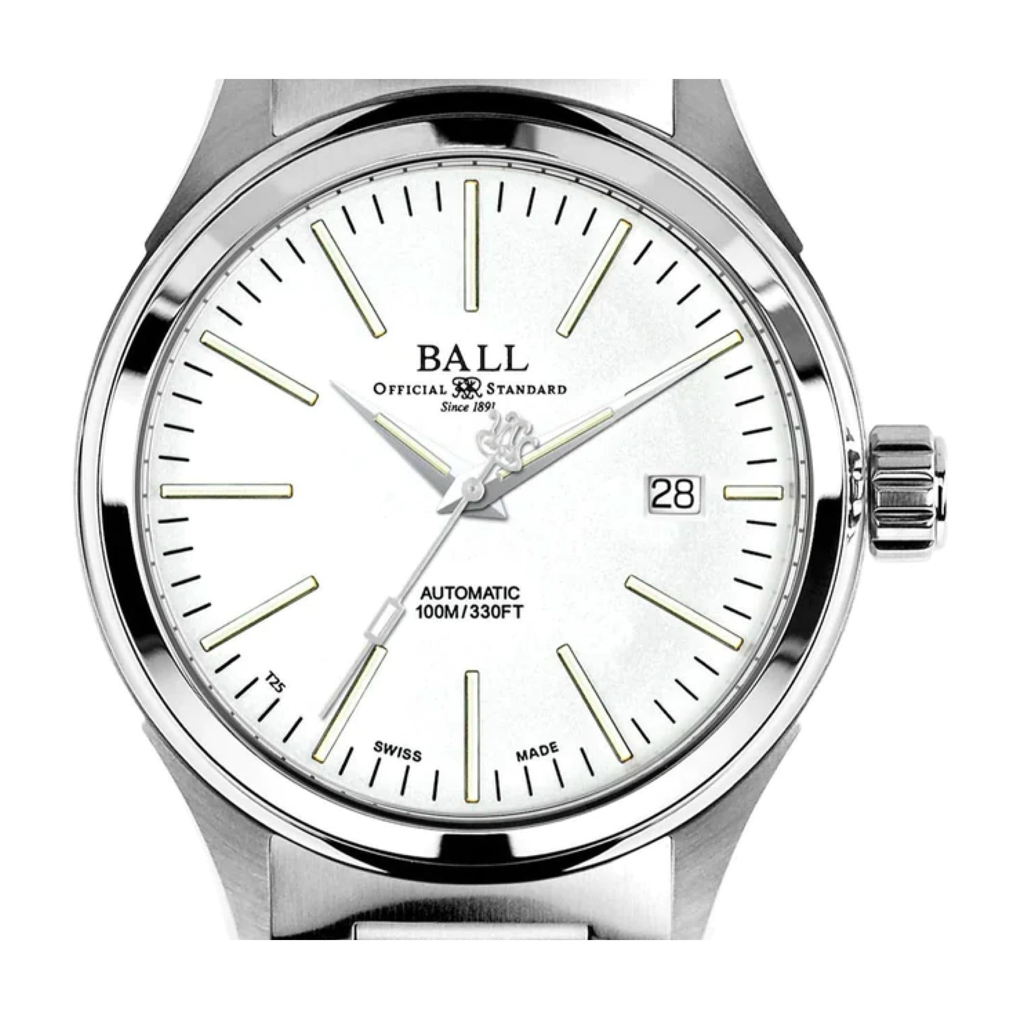 BALL Fireman 'Enterprise' Automatic White Dial Bracelet Men's Watch NM2098C-S20J-WH