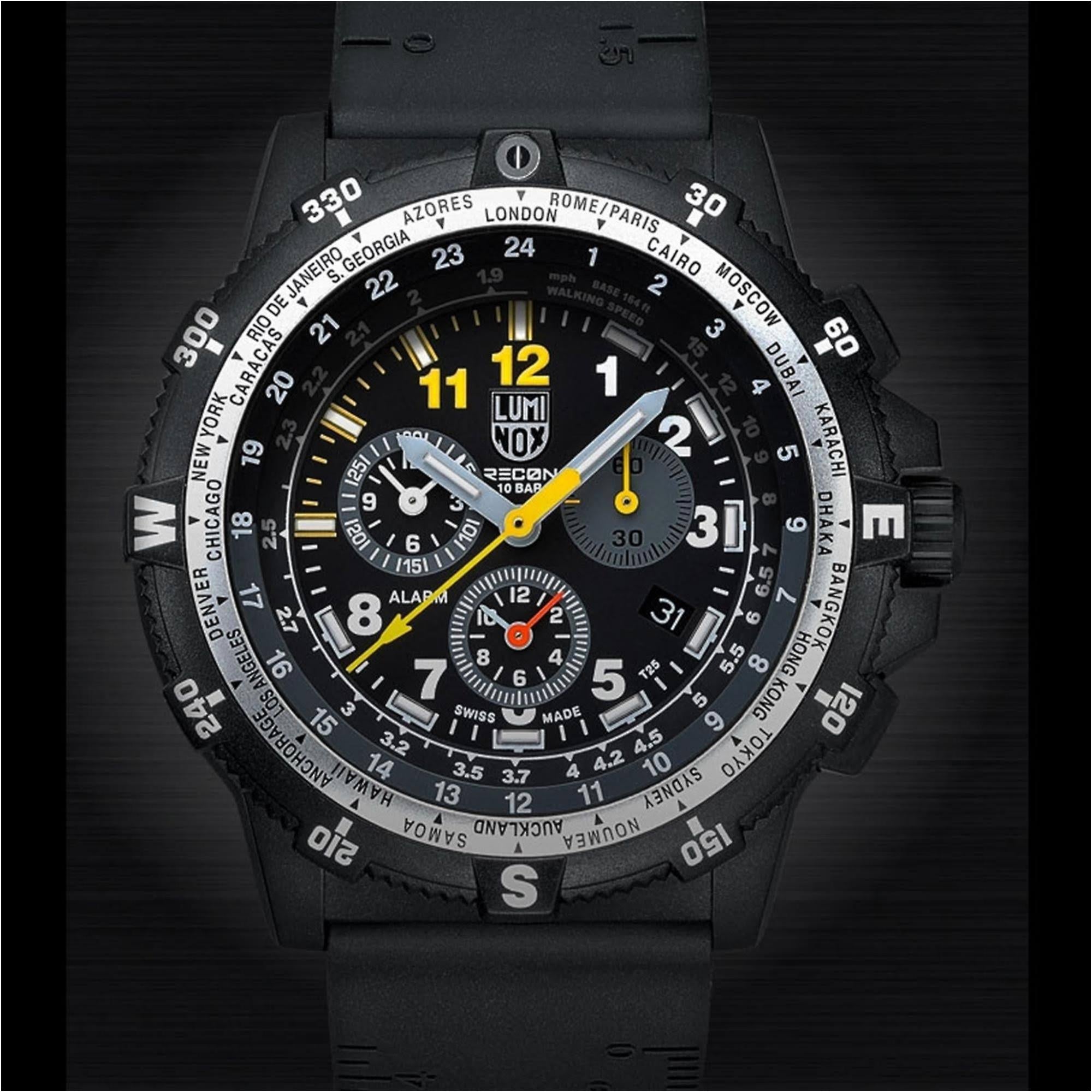 Luminox Recon III Team Leader Chronograph Series D 8840 Black Dial Black Silicone Strap Mens Watch XL.8842.MI.F