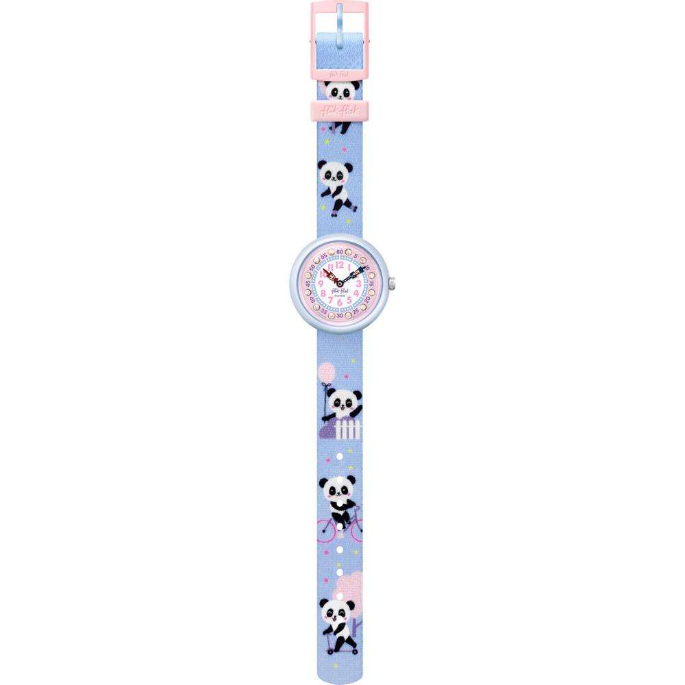 Flik Flak City of Life Pandi Panda Quartz Movement Pink Dial Textile Bracelet Kids Watch FBNP163