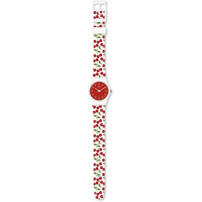 Swatch Cerise Moi Quartz Movement Red Dial Rubber Bracelet Women's Watch LW167