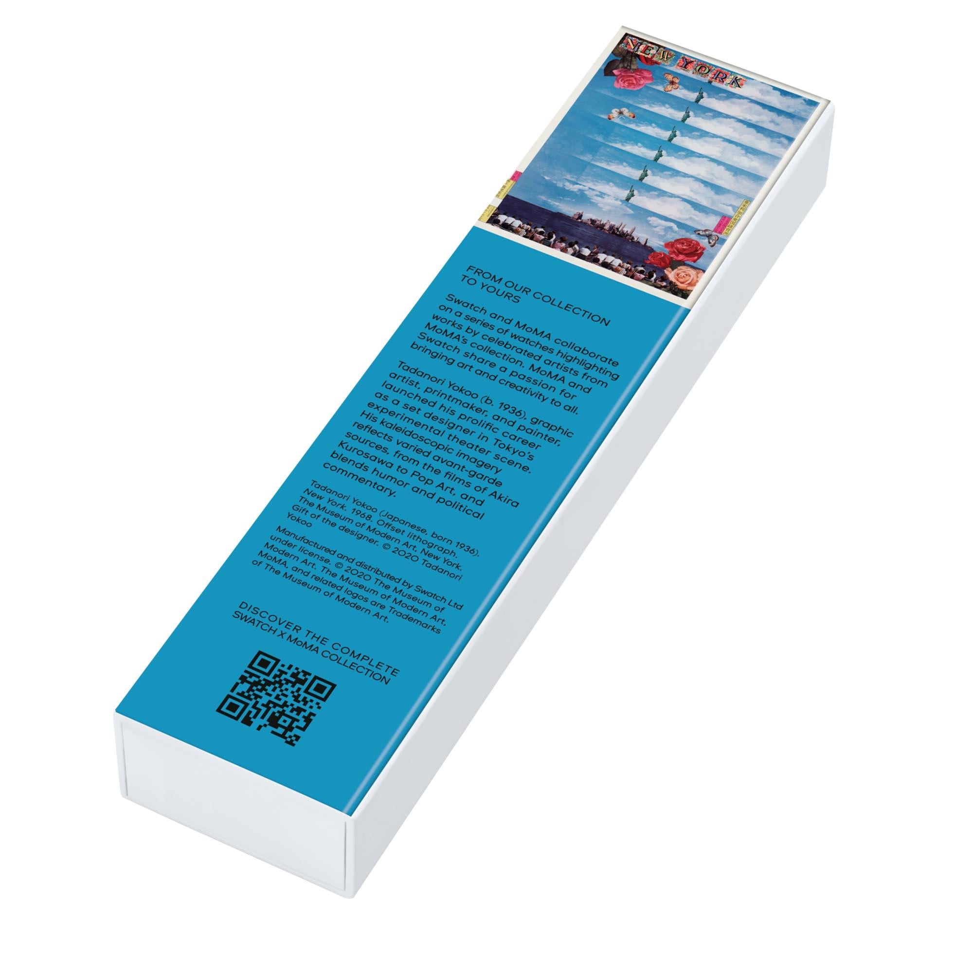 Swatch MoMA New York By Tadanori Yokoo Statue of Liberty Blue Dial Silicone Strap Watch GZ351