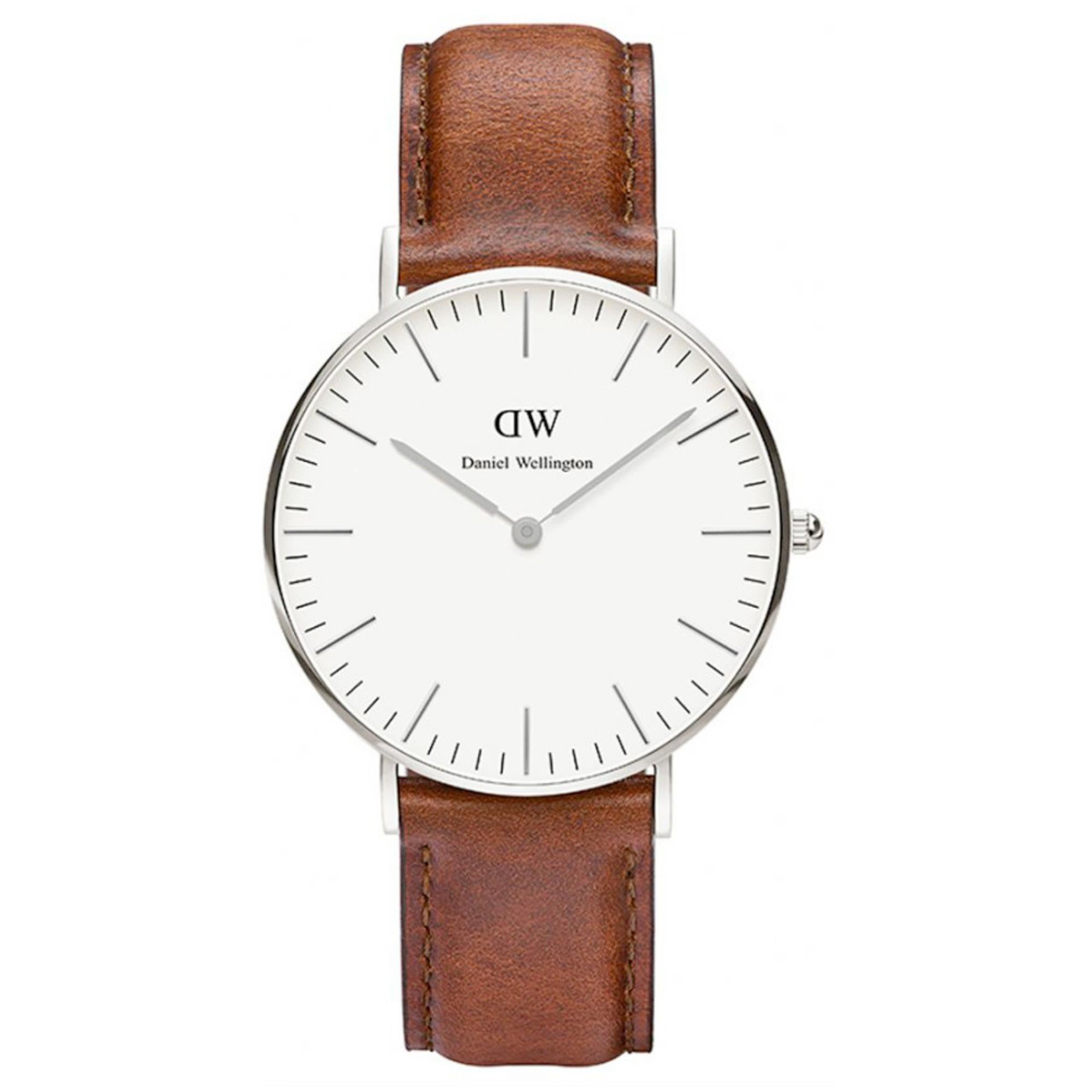 Daniel Wellington Brown Leather White Quartz Analog White Dial Unisex Watch 0607DW