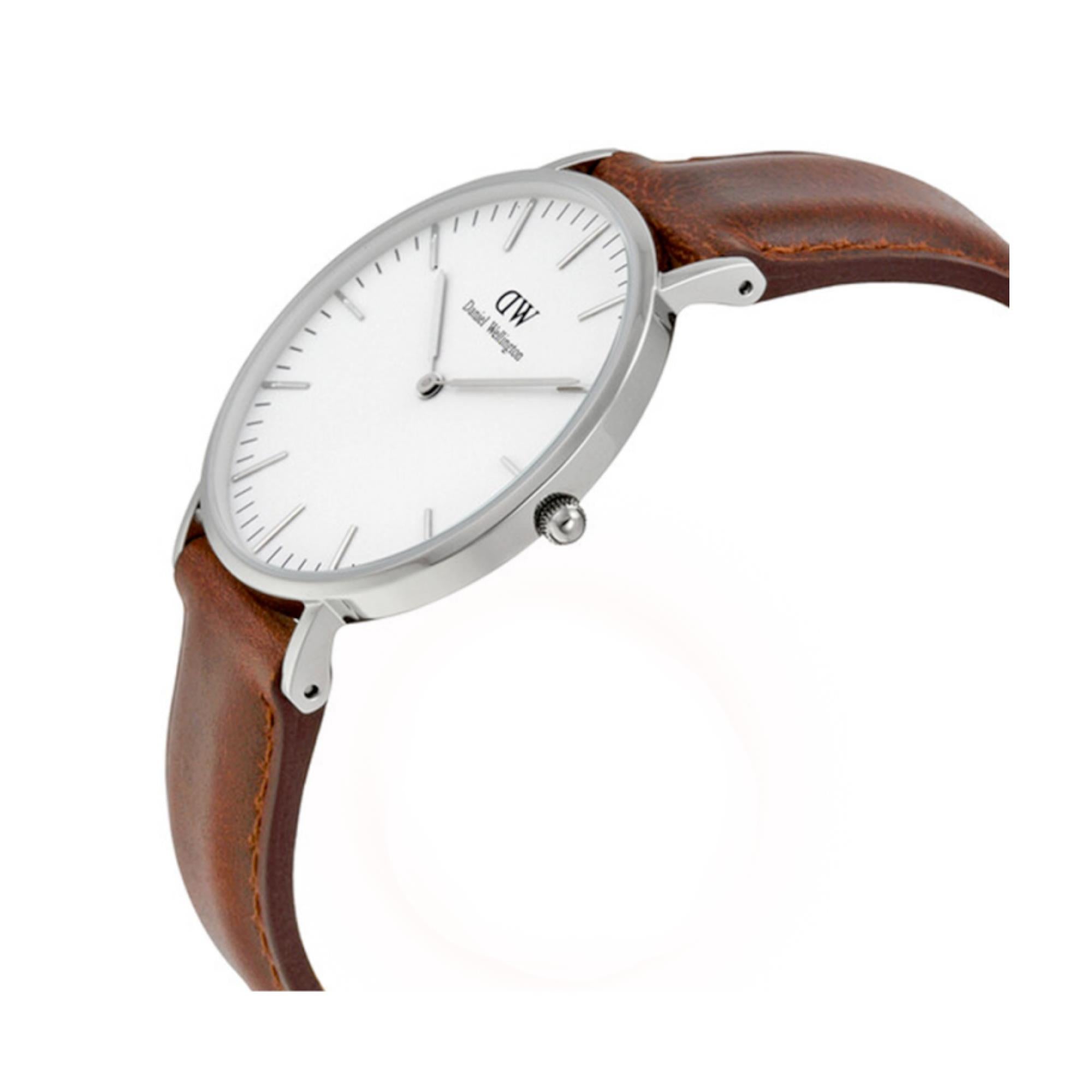 Daniel Wellington Brown Leather White Quartz Analog White Dial Unisex Watch 0607DW