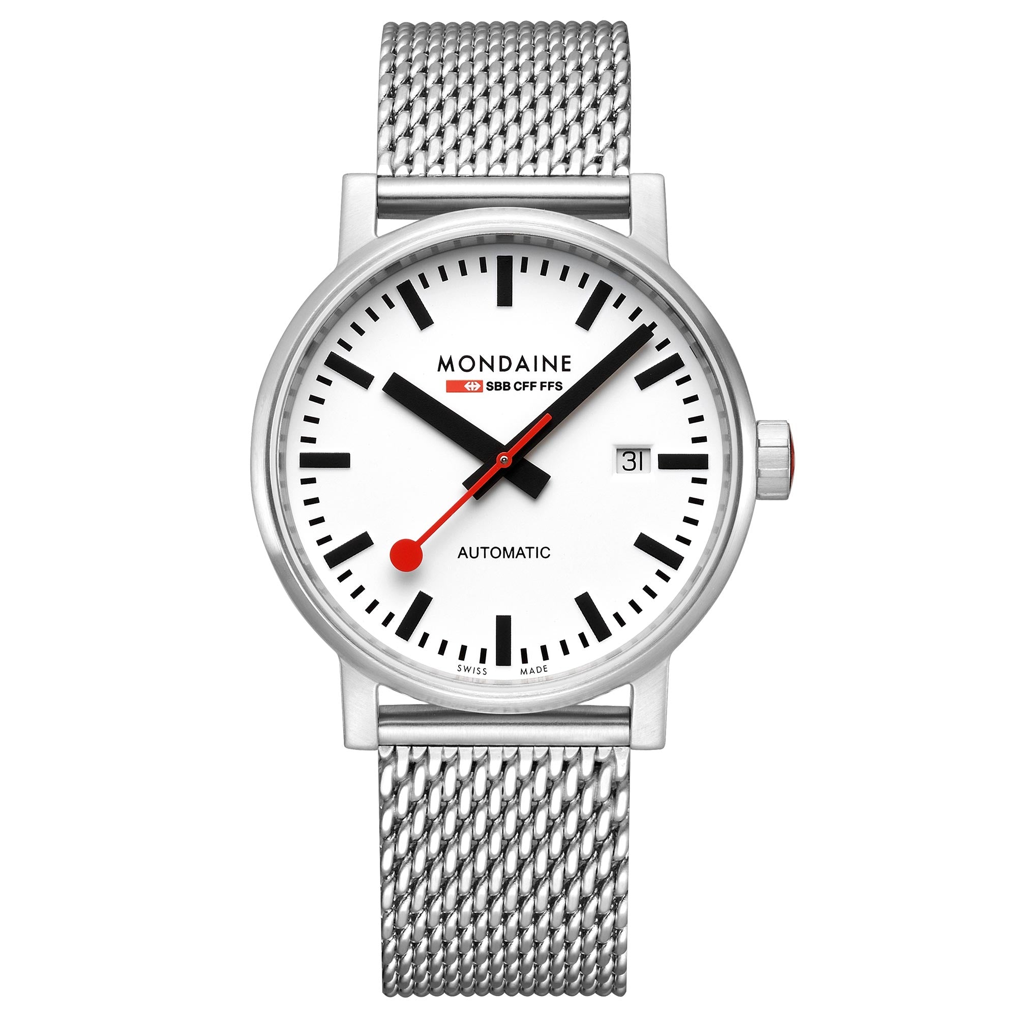 Mondaine Evo2 Automatic White Dial Stainless Steel Bracelet Men's Watch MSE.40610.SM