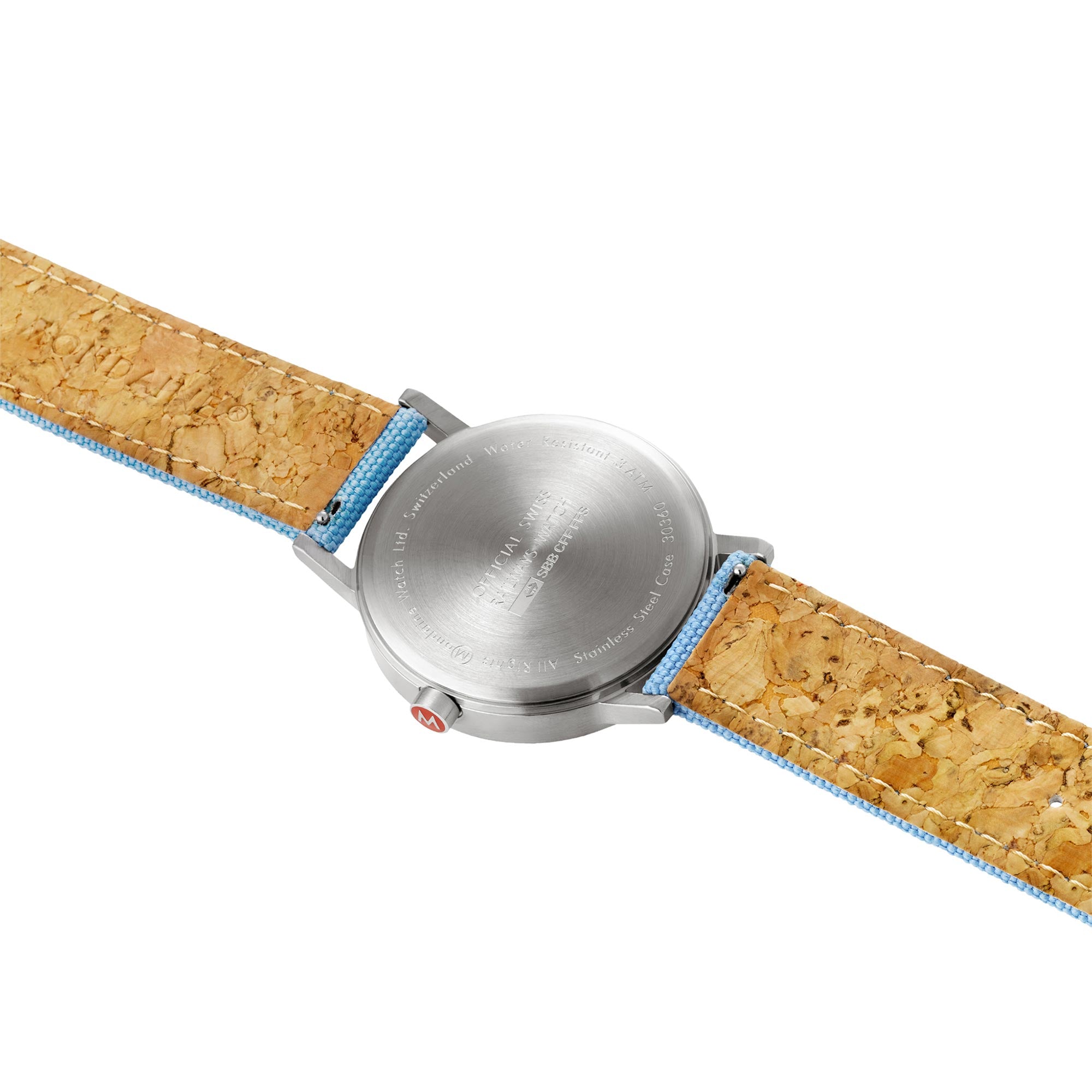 Mondaine Classic Quartz White Dial Aqua Blue Textile Strap Watch A660.30360.17SBQ