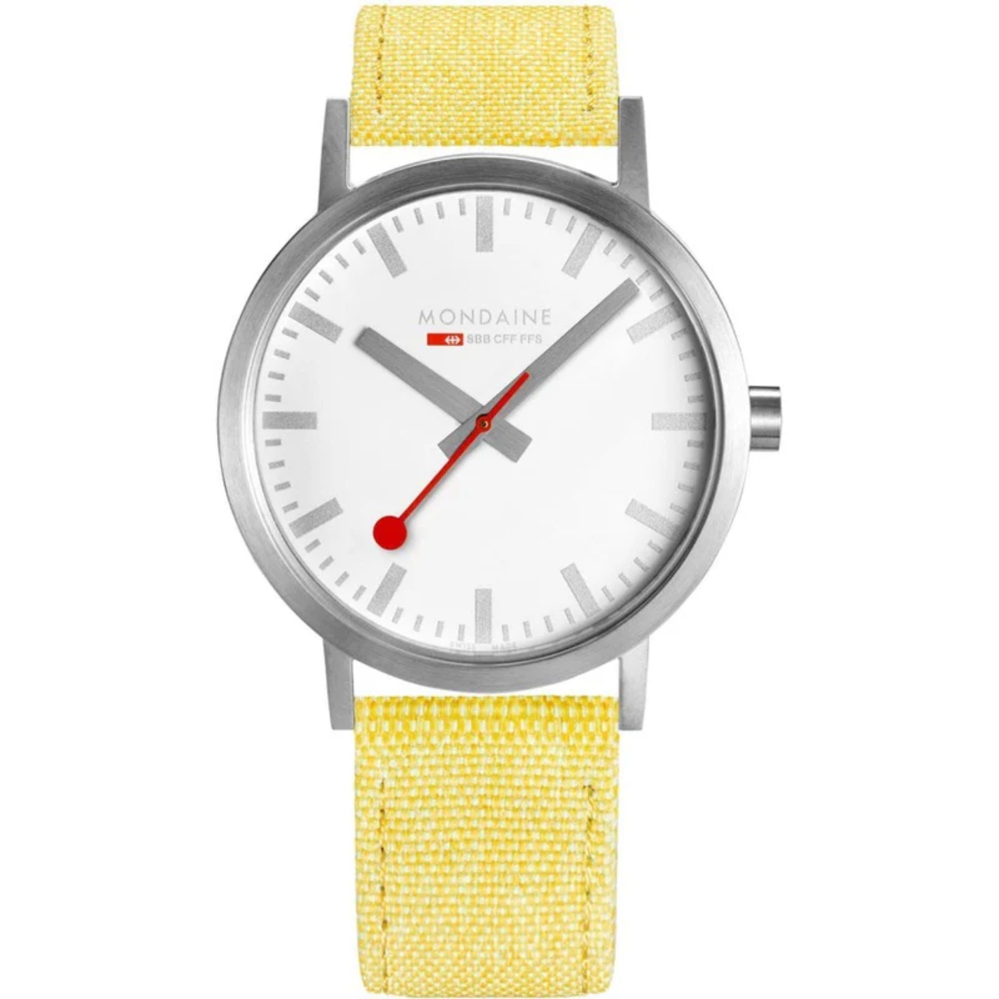 Mondaine Classic Quartz White Dial Yellow Textile Strap Watch A660.30360.17SBE