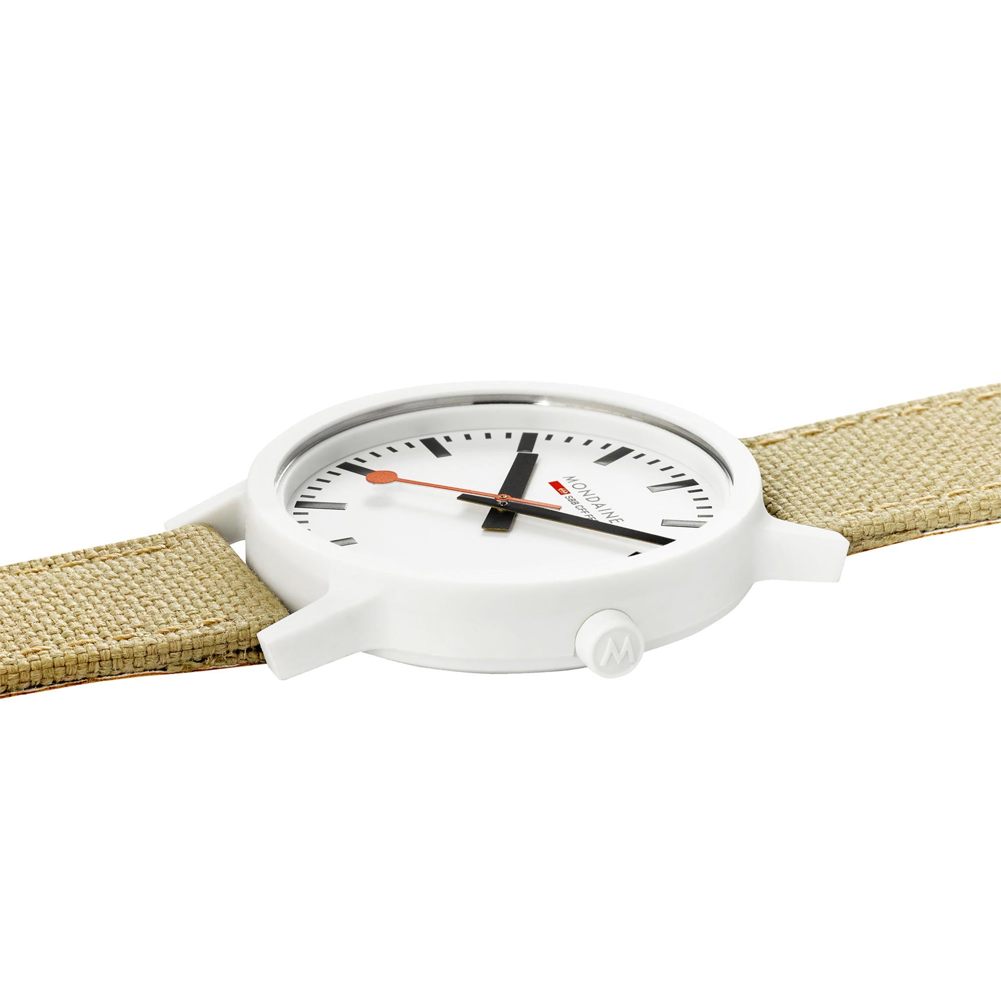 Mondaine Essence Quartz White Dial Silver Green Textile Strap Unisex Watch MS1.41110.LS