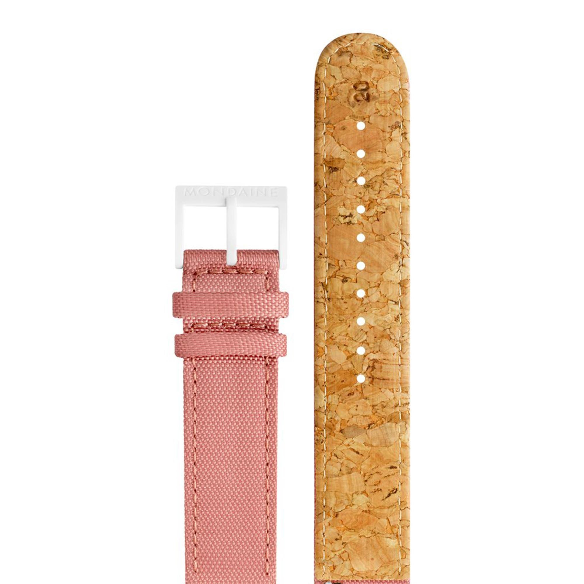 Mondaine Essence Sustainable Quartz White Dial Pink Textile Strap Unisex Watch MS1.41111.LP