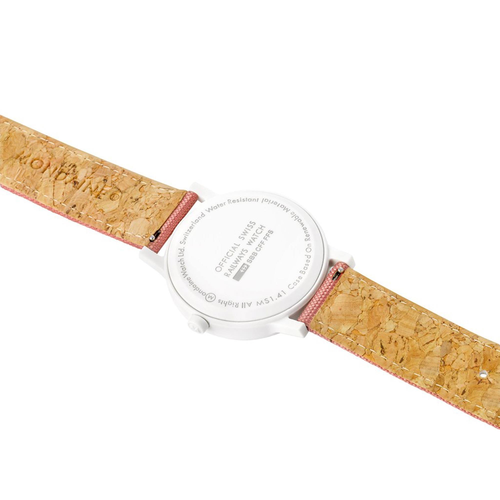 Mondaine Essence Sustainable Quartz White Dial Pink Textile Strap Unisex Watch MS1.41111.LP