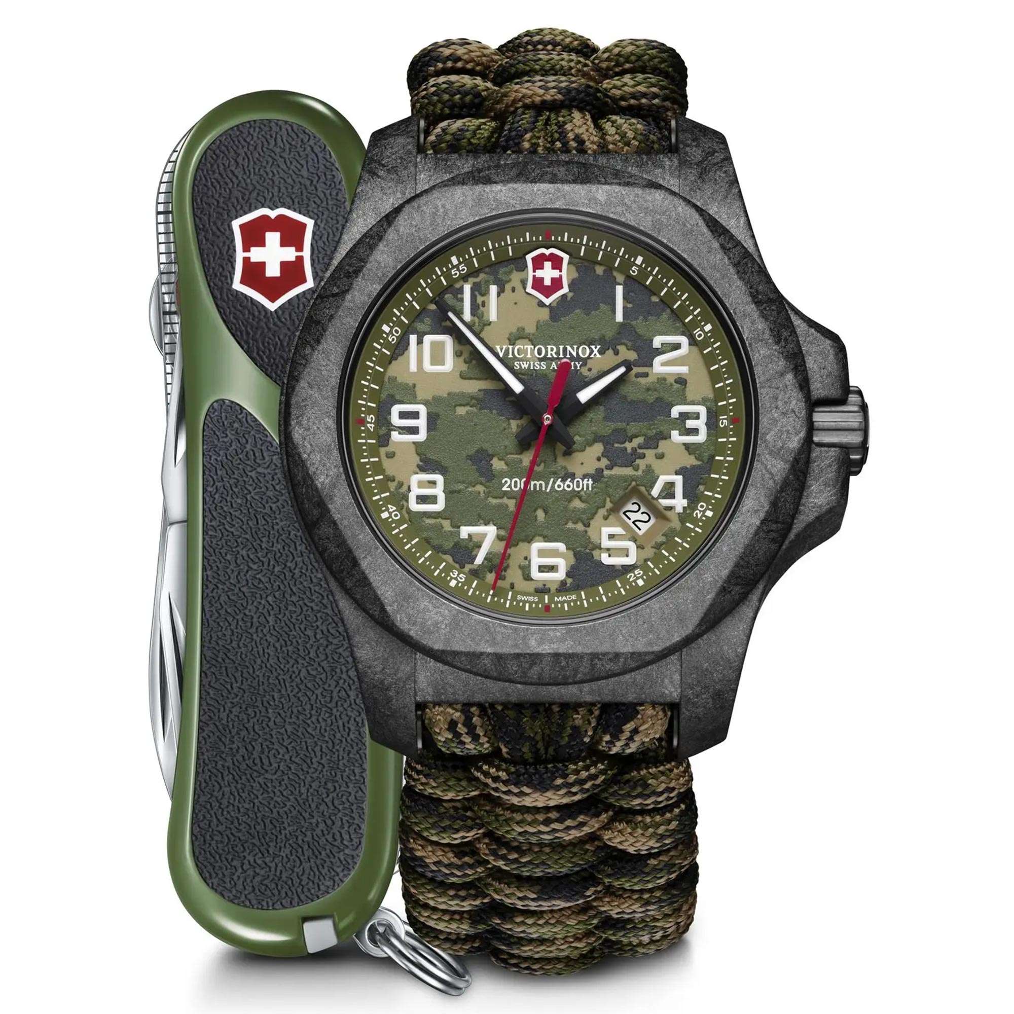 Victorinox I.N.O.X. Carbon Limited Edition Quartz Movement Green Dial Textile Bracelet Watch 241927.1