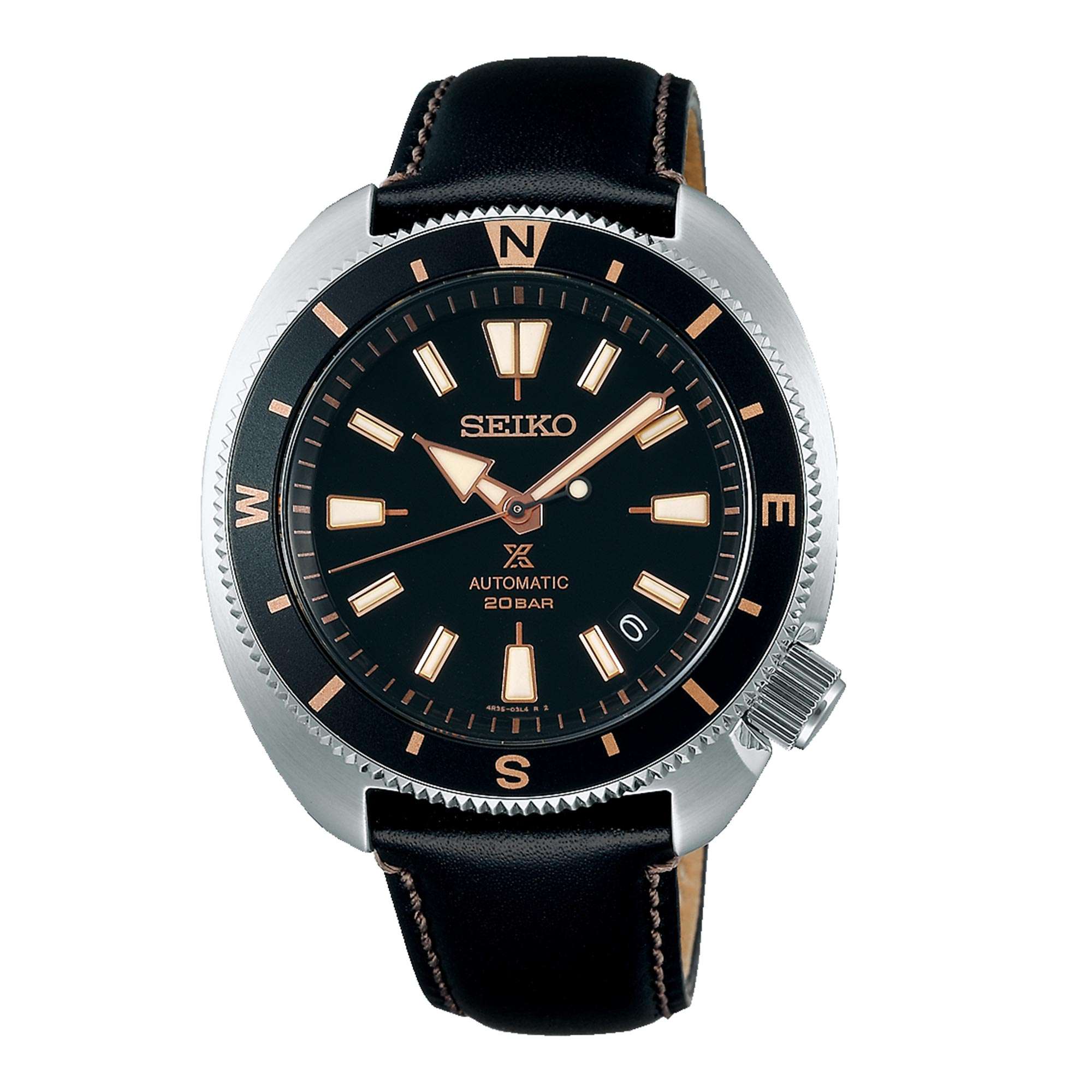 Seiko Prospex Tortoise Automatic Movement Black Dial Leather Bracelet Men's Watch SRPG17K1